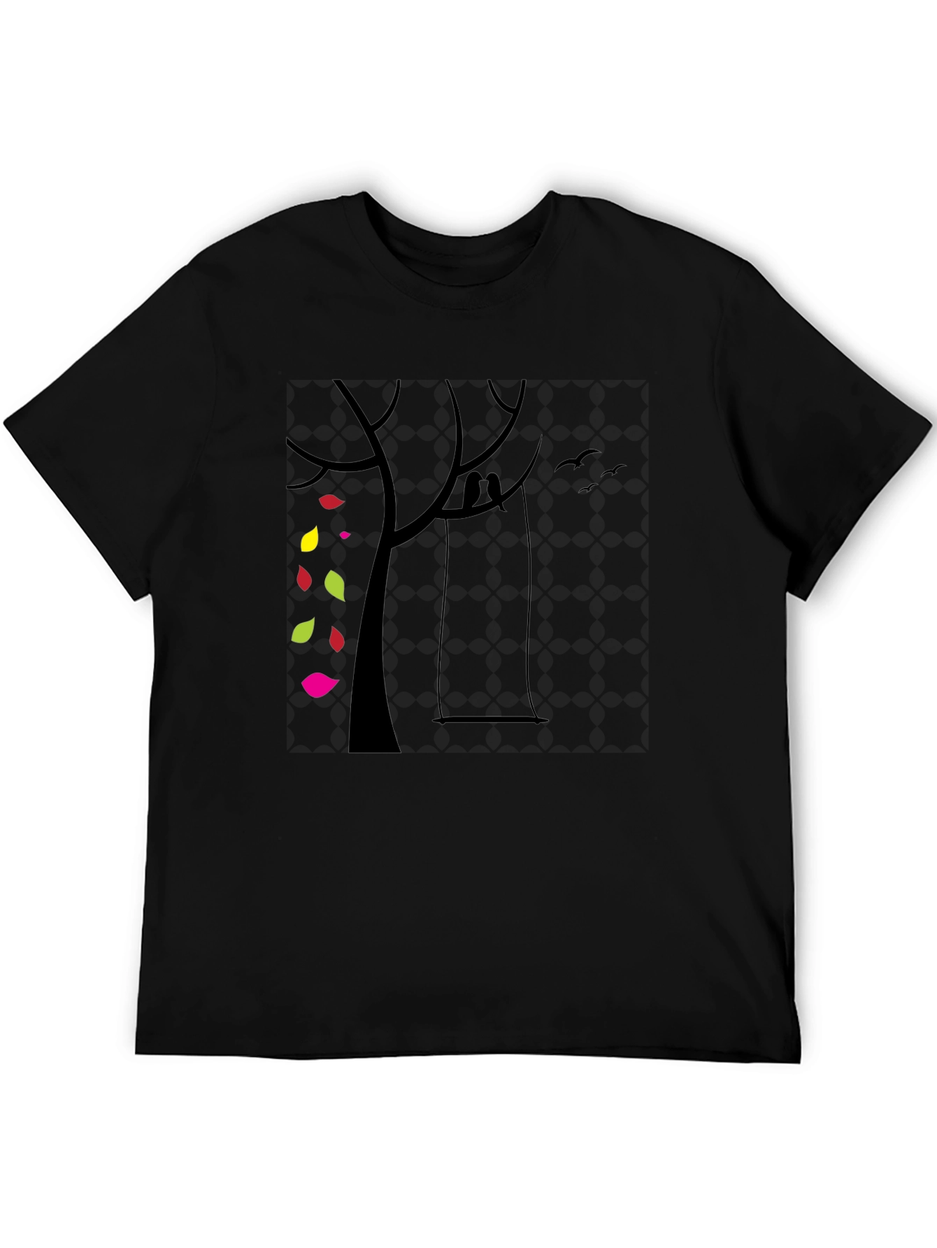 Black Black Graphic Tee - Tree with Swing & Colorful Leaves view 5