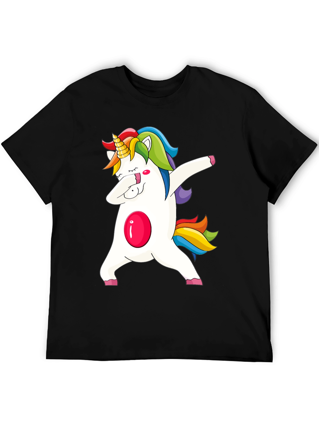 Black Unicorn Dabbing Graphic Tee - Fun & Stylish Black T-Shirt view 5
