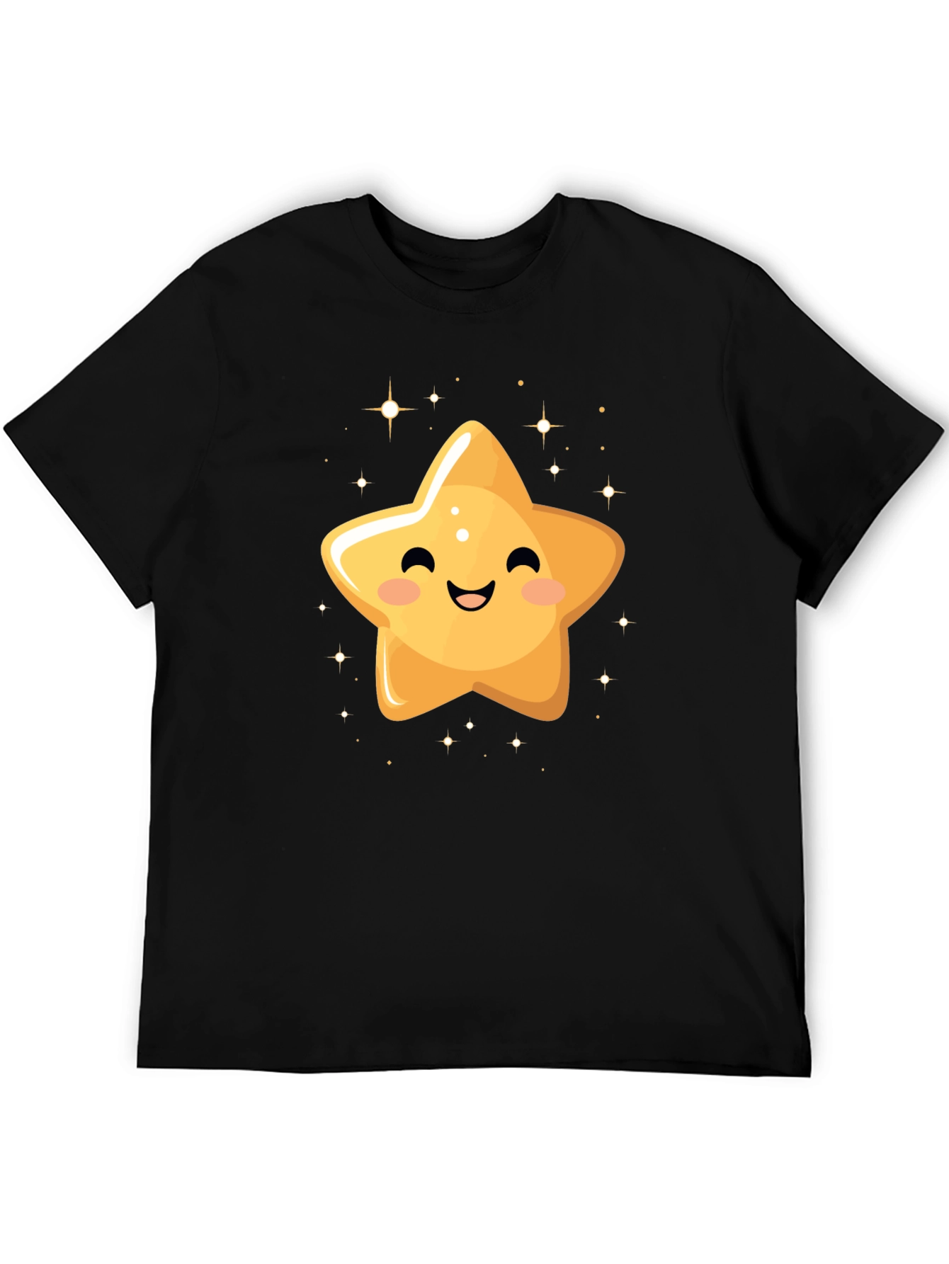 Black Cute Smiling Star Black T-Shirt view 5