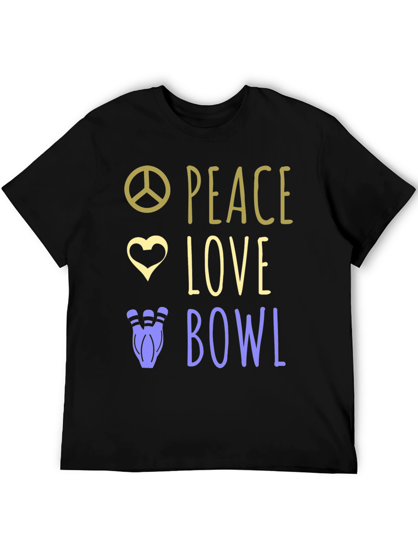 Black Peace Love Bowl T-Shirt Bowling Gift view 5