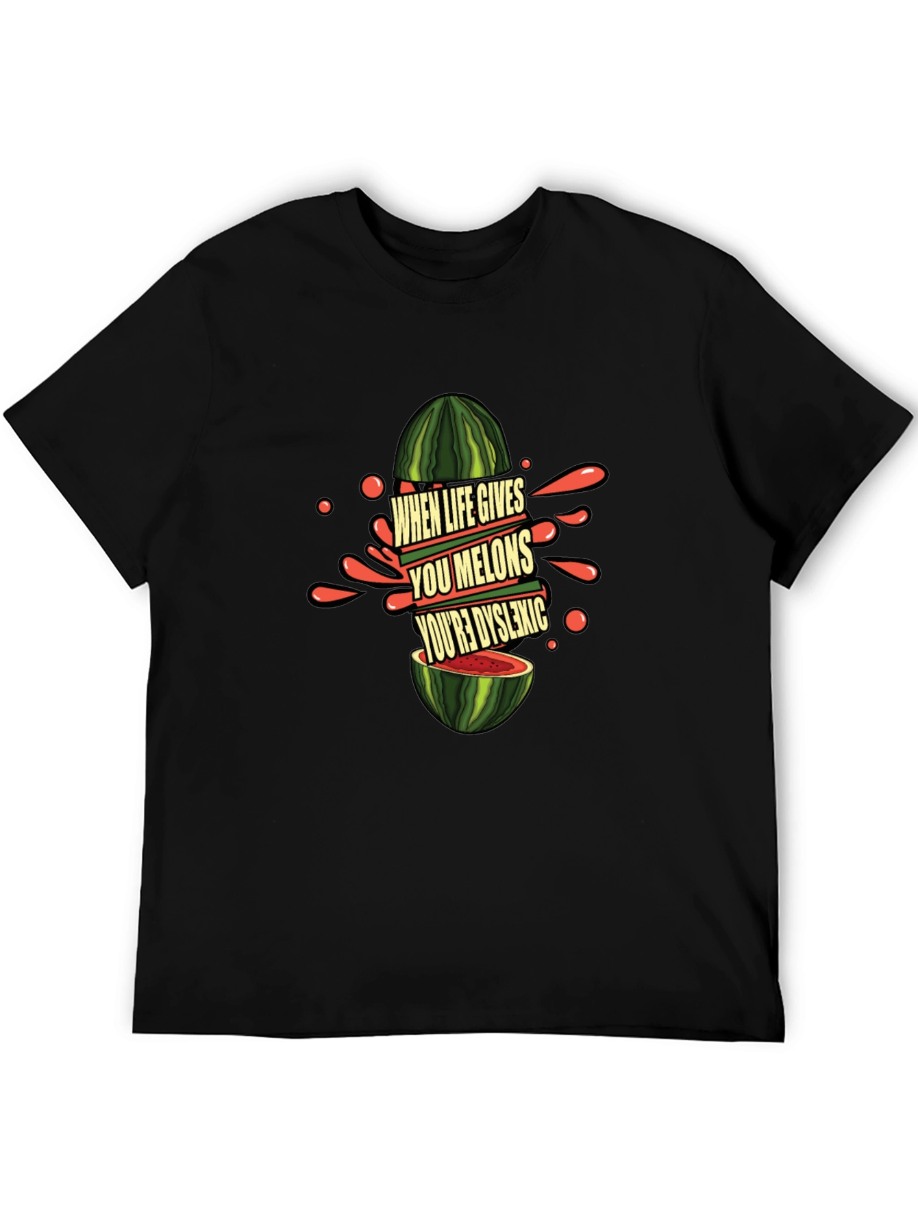 Black Funny Dyslexic Watermelon Graphic Tee view 5