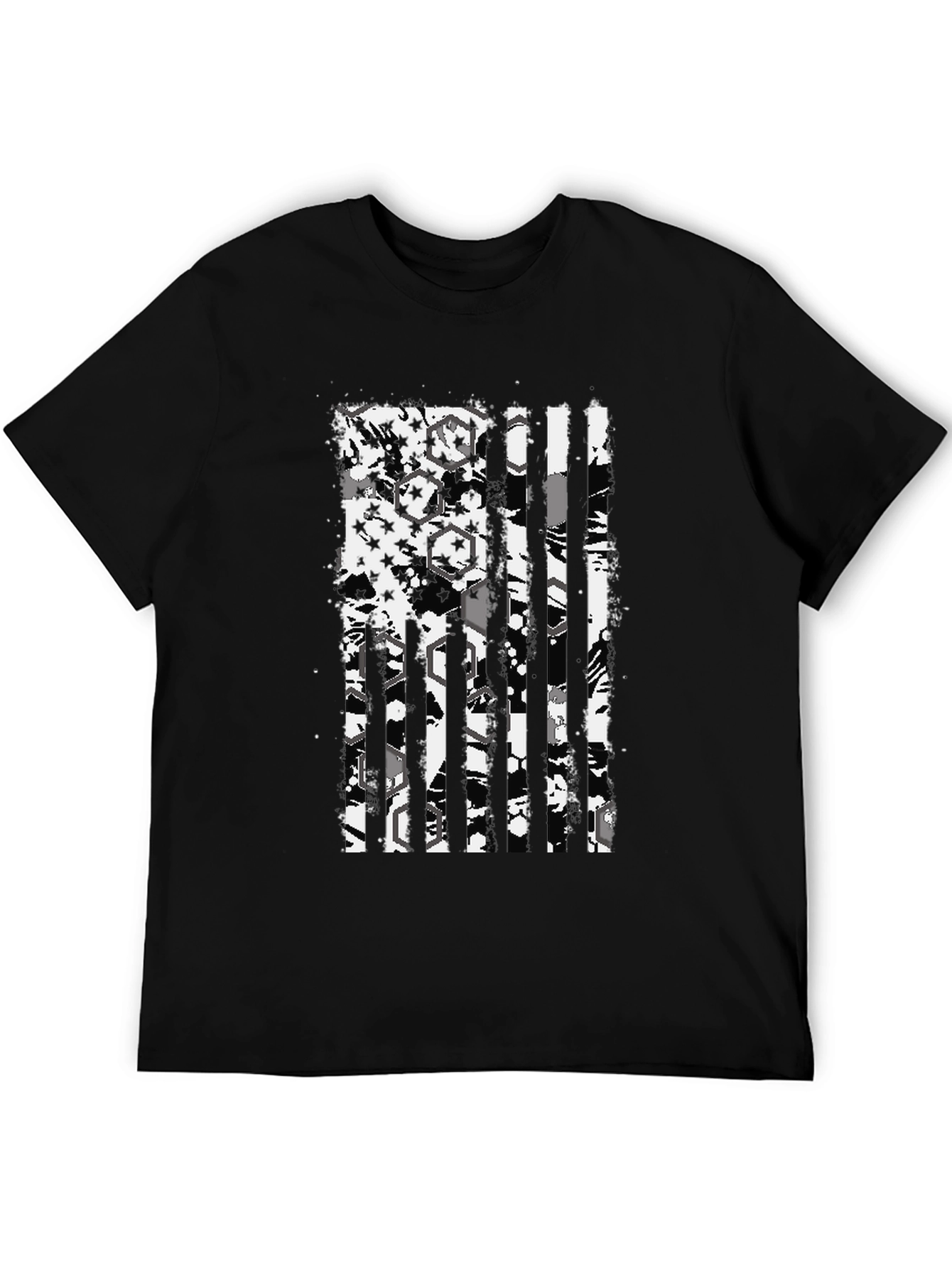 Black Distressed American Flag Graphic Tee - Black view 5
