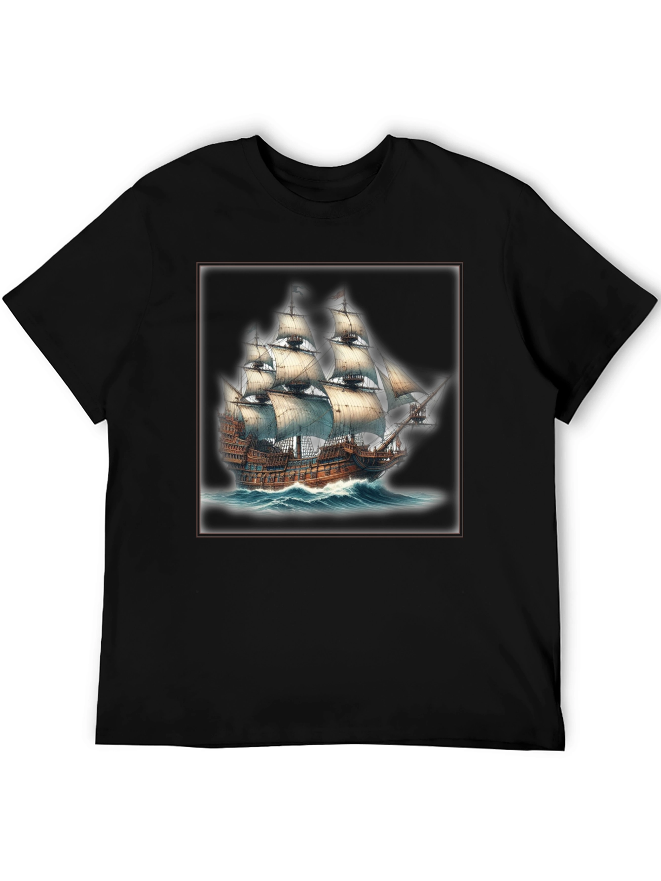 Black Nautical Ship Graphic T-Shirt view 5