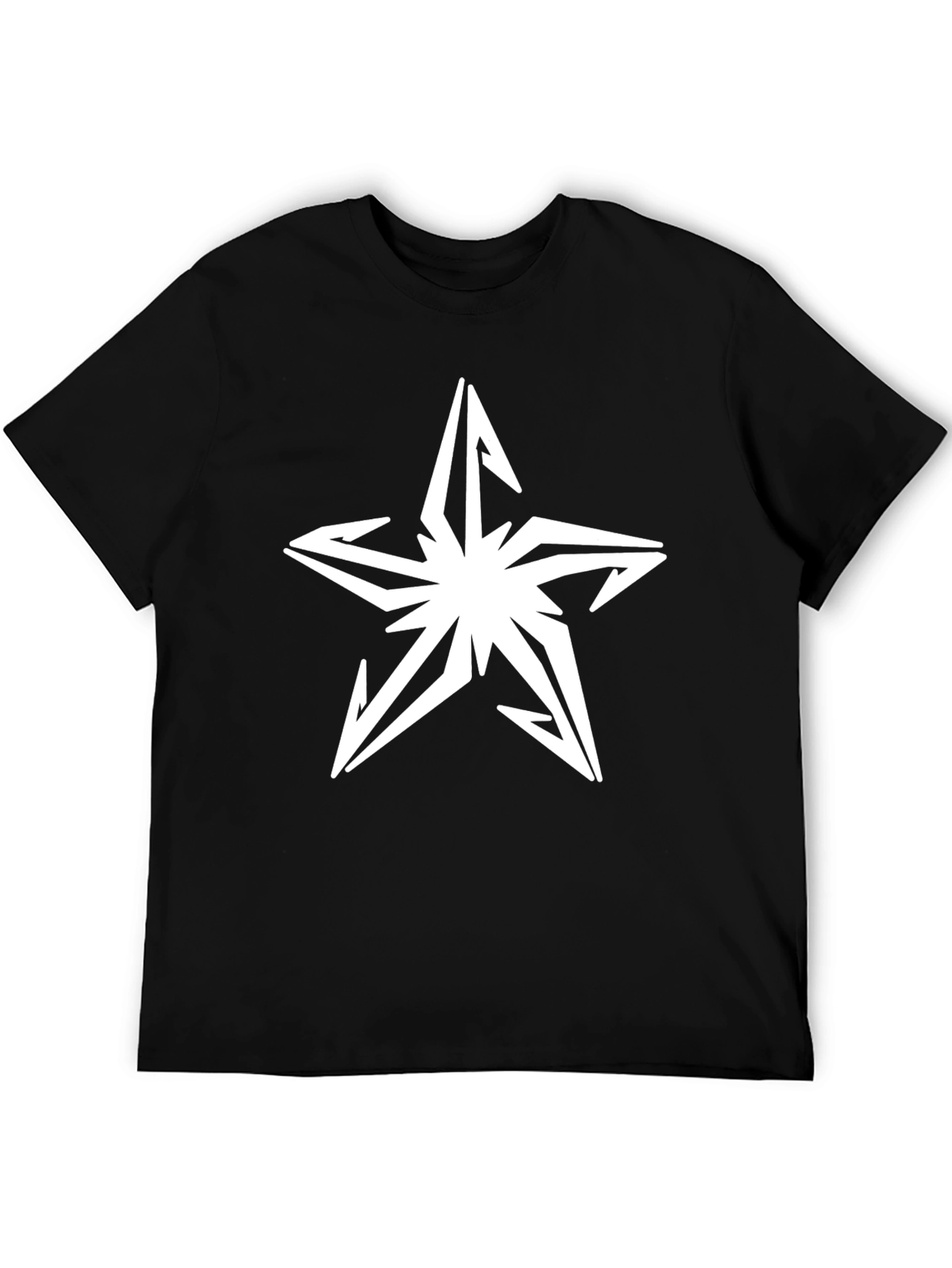 Black Edgy Star Graphic Black T-Shirt view 5