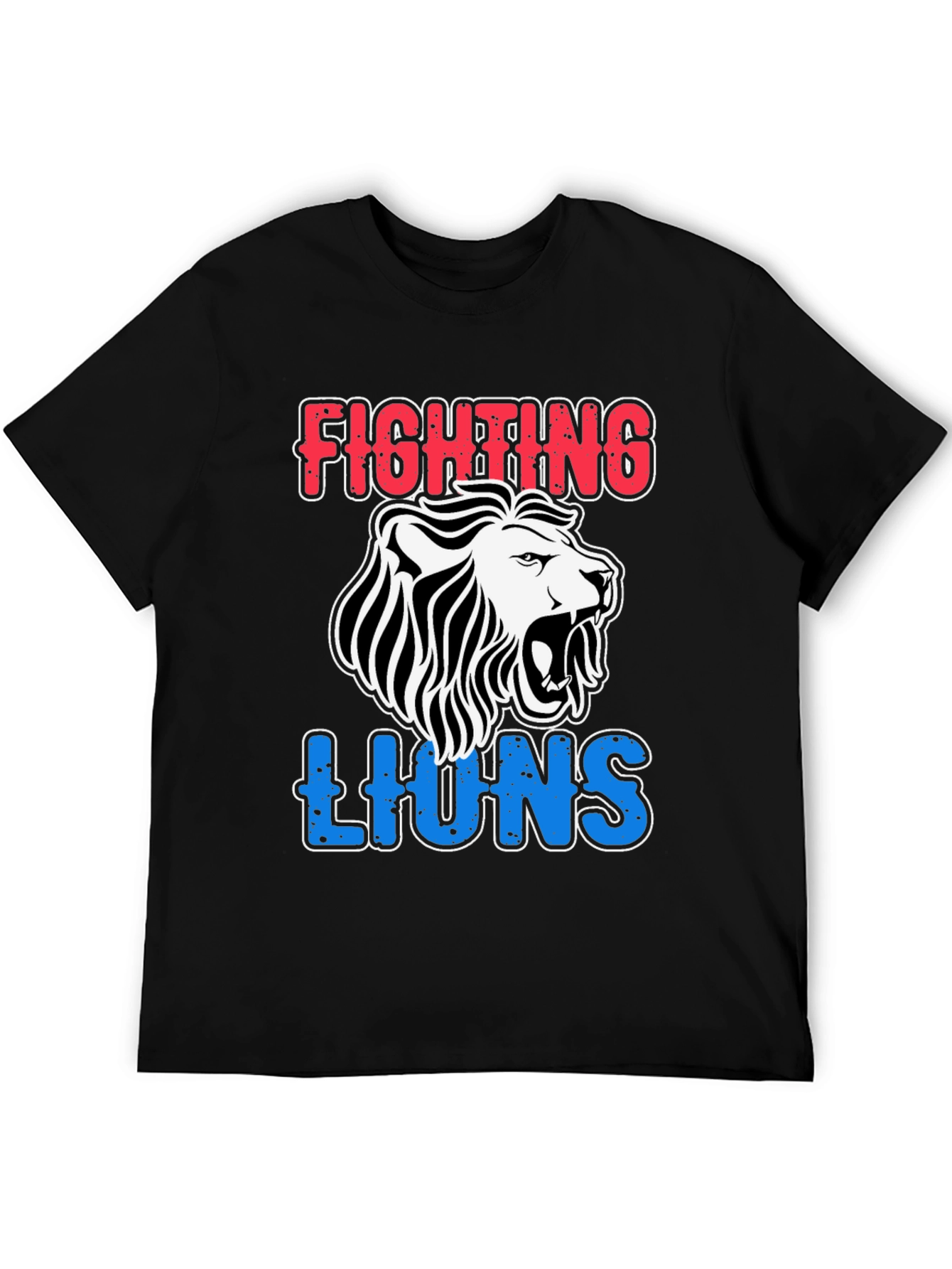 Black Fighting Lions Graphic T-Shirt - Black view 5