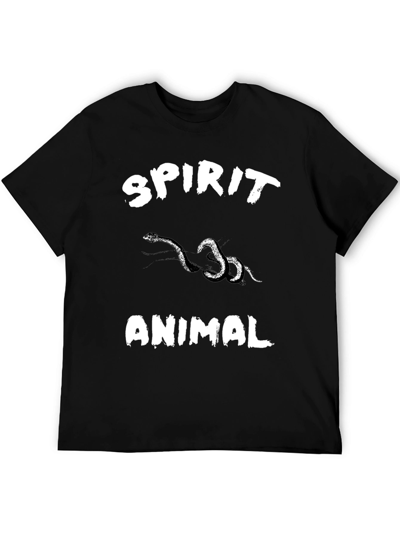 Black Spirit Animal Snake Graphic Black T-Shirt view 5