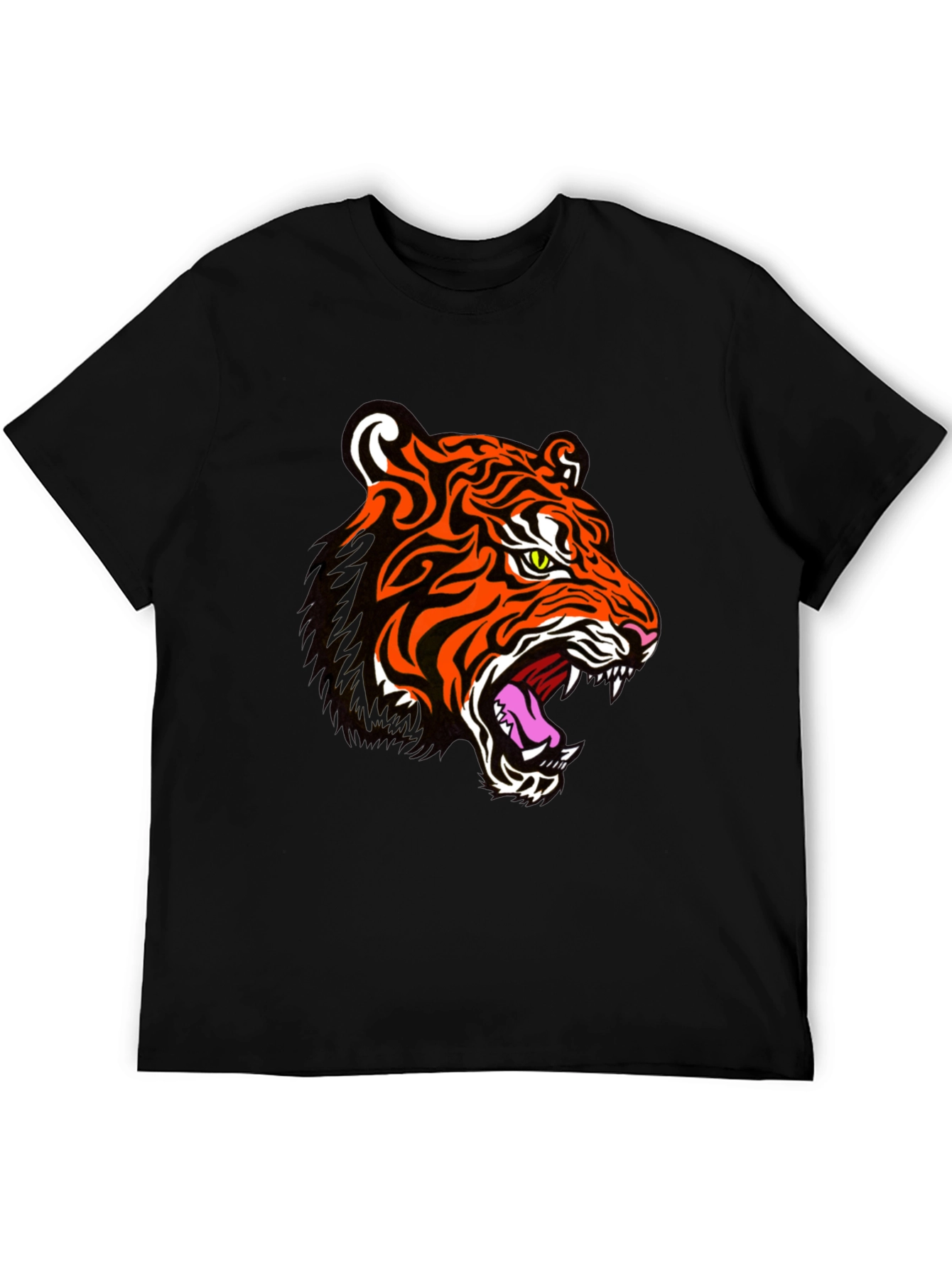 Black Tiger Graphic Print Black T-Shirt view 5
