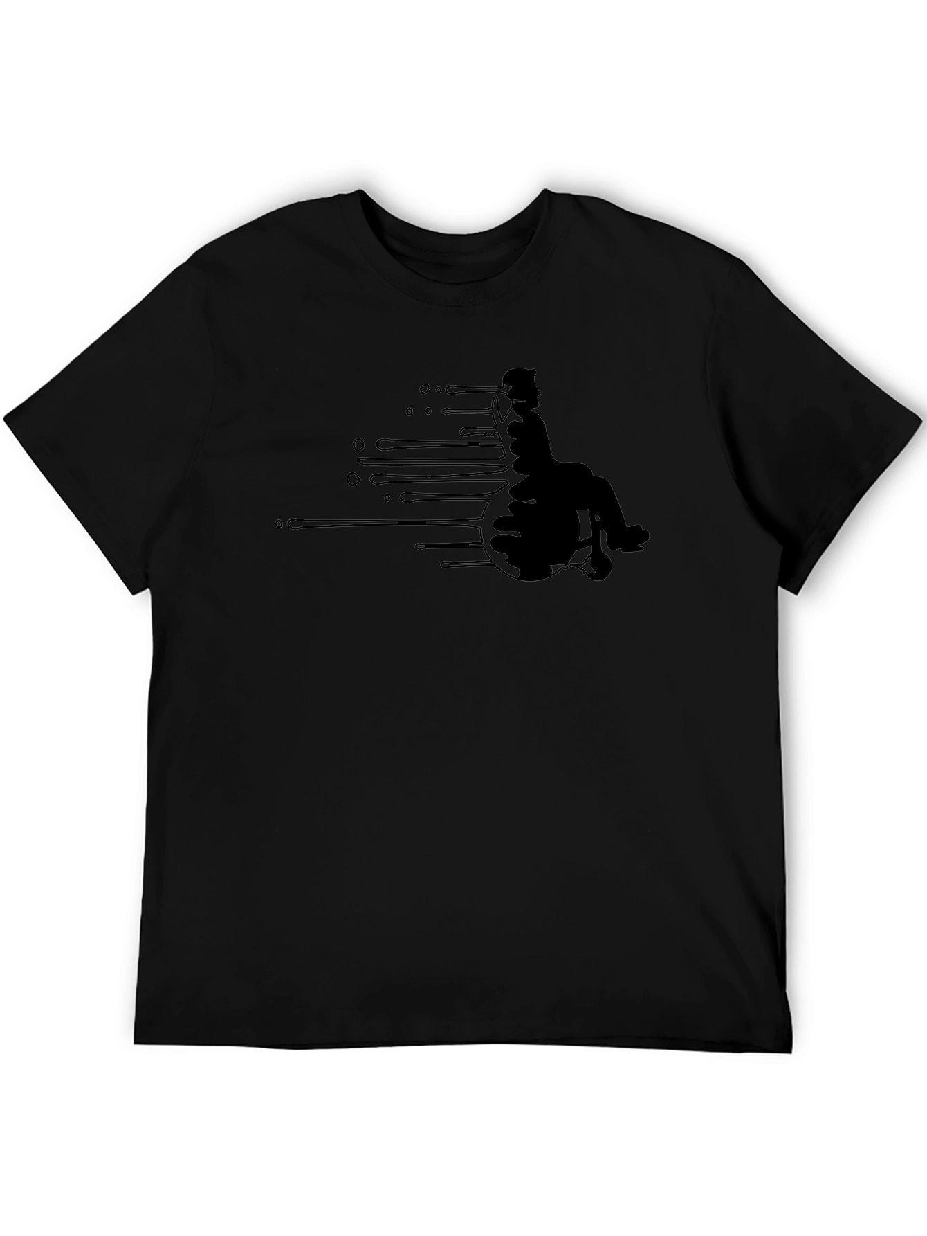 Black Wheelchair Silhouette Graphic Tee - Black Cotton T-Shirt view 5