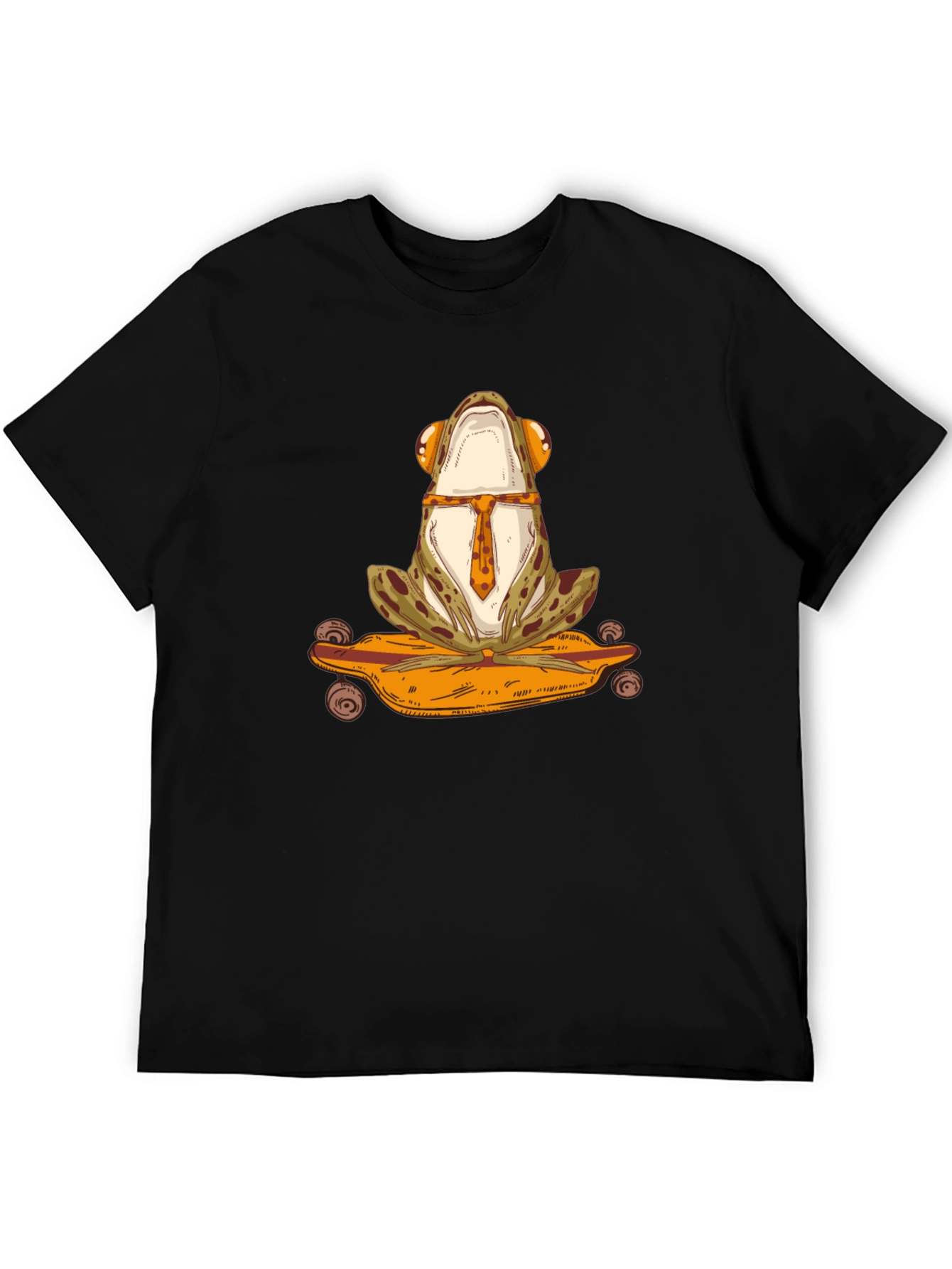 Black Frog on Skateboard Graphic Tee - Black Cotton T-Shirt view 5