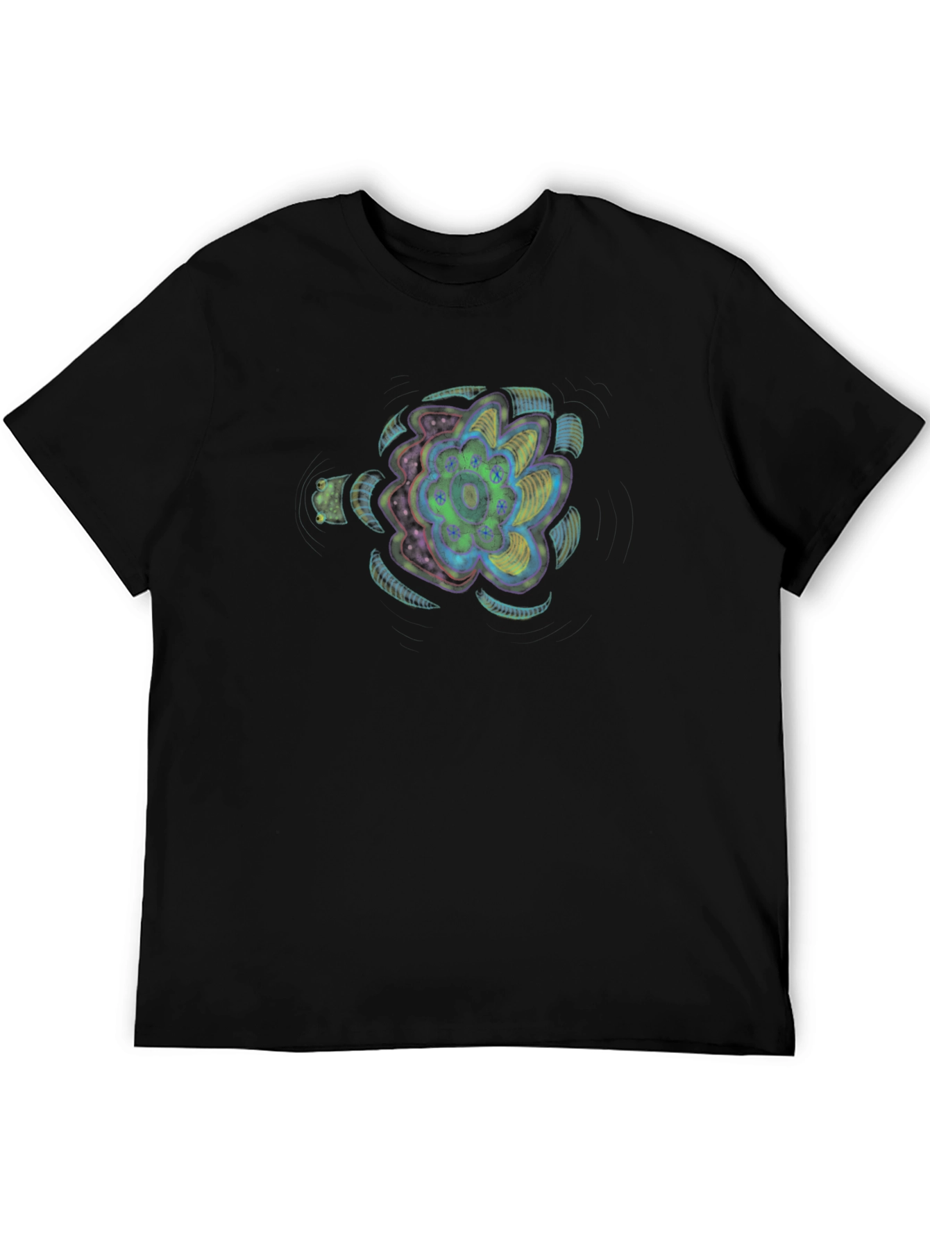 Black Abstract Flower Graphic Black T-Shirt view 5