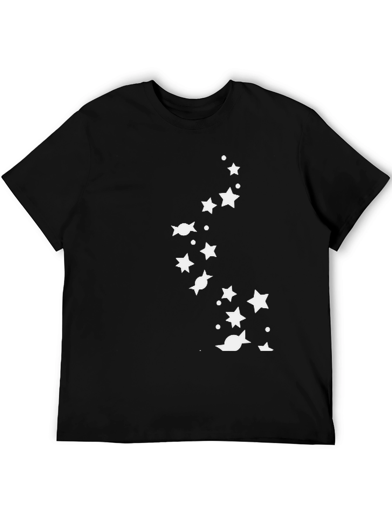 Black Starry Night Men's Black Graphic Tee view 5