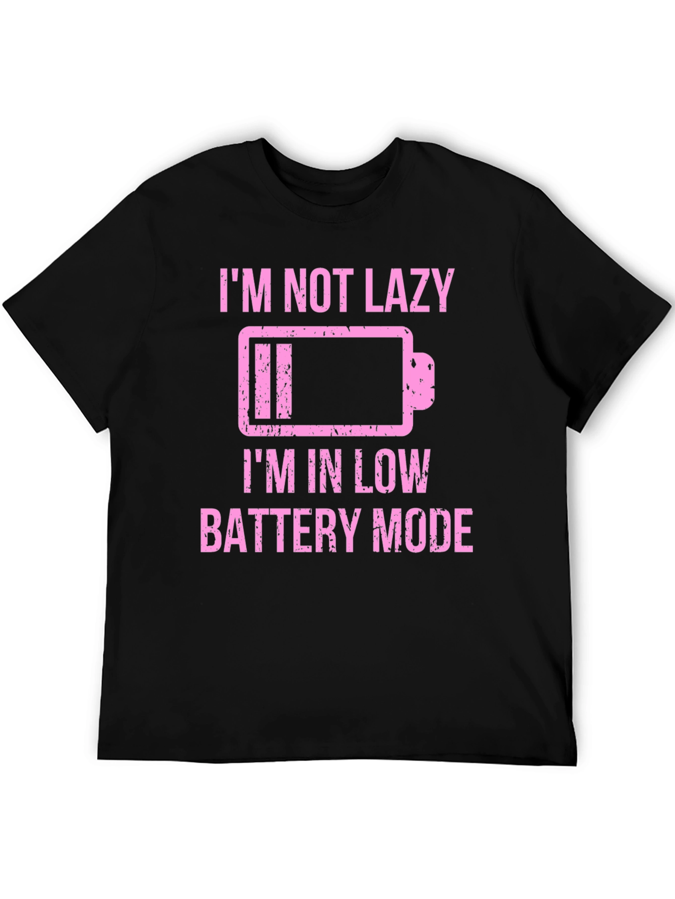 Black Funny Low Battery Mode Graphic Tee - Black view 5