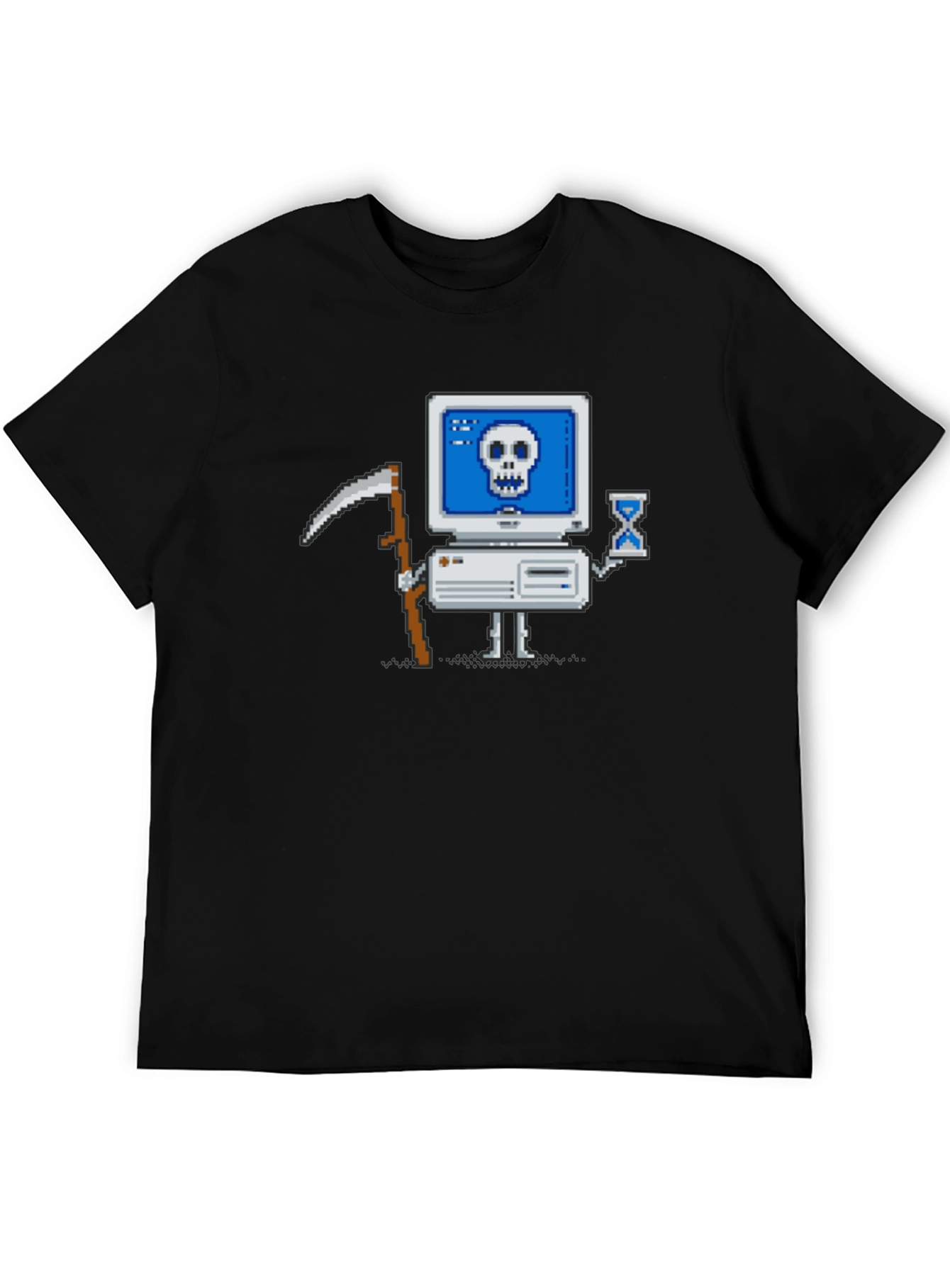 Black Pixel Grim Reaper Computer T-Shirt - Tech Humor Tee view 5