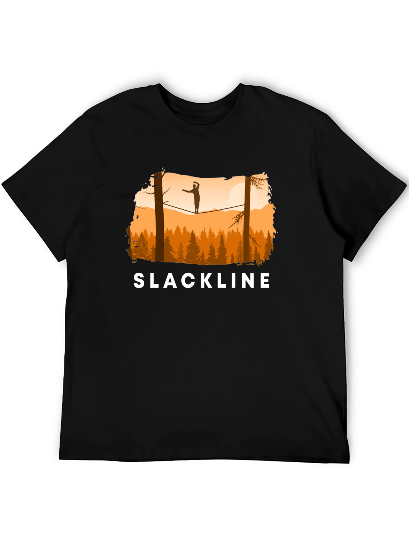 Black Slackline T-Shirt Balance in Nature view 5