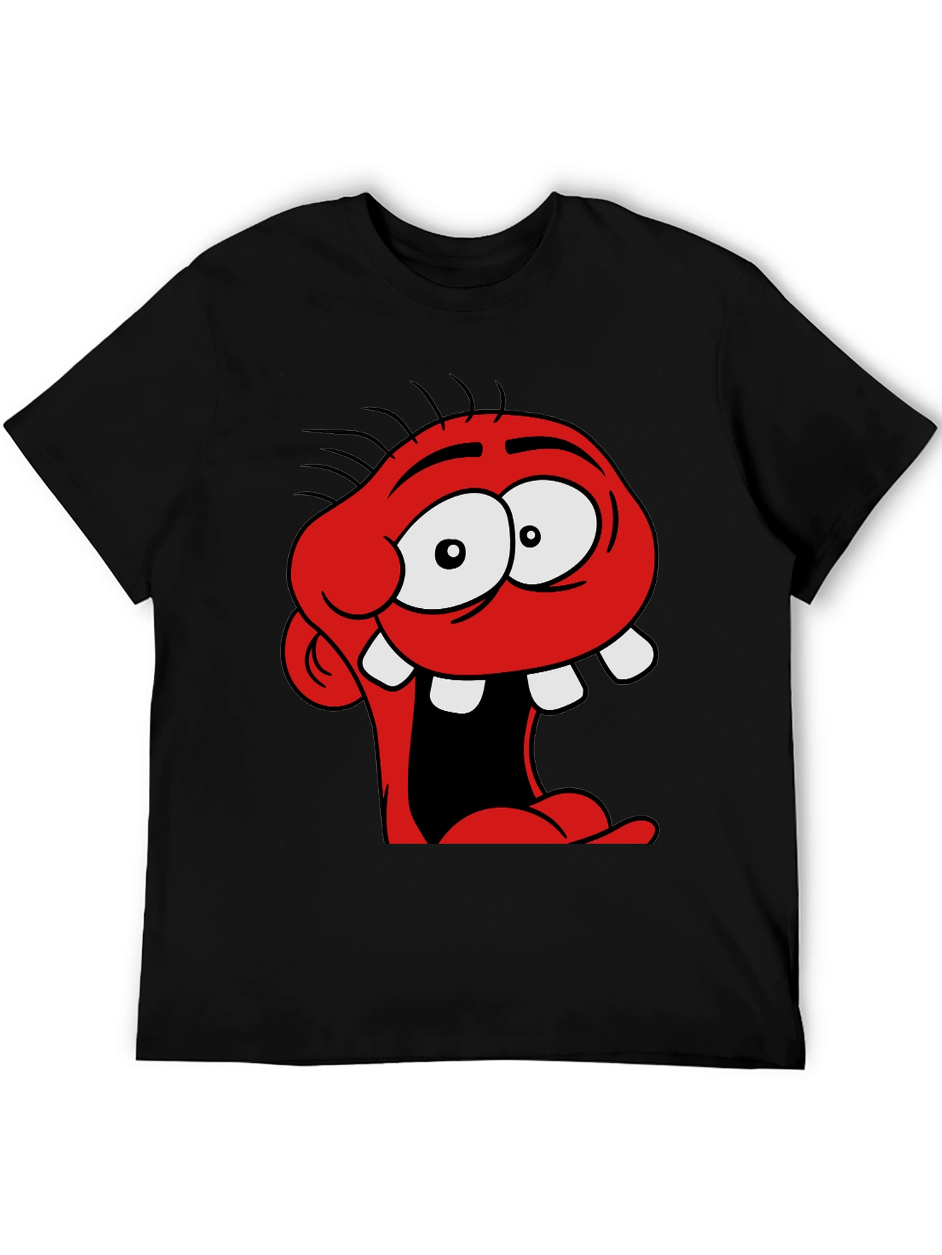 Black Cartoon Monster Graphic Black T-Shirt view 5