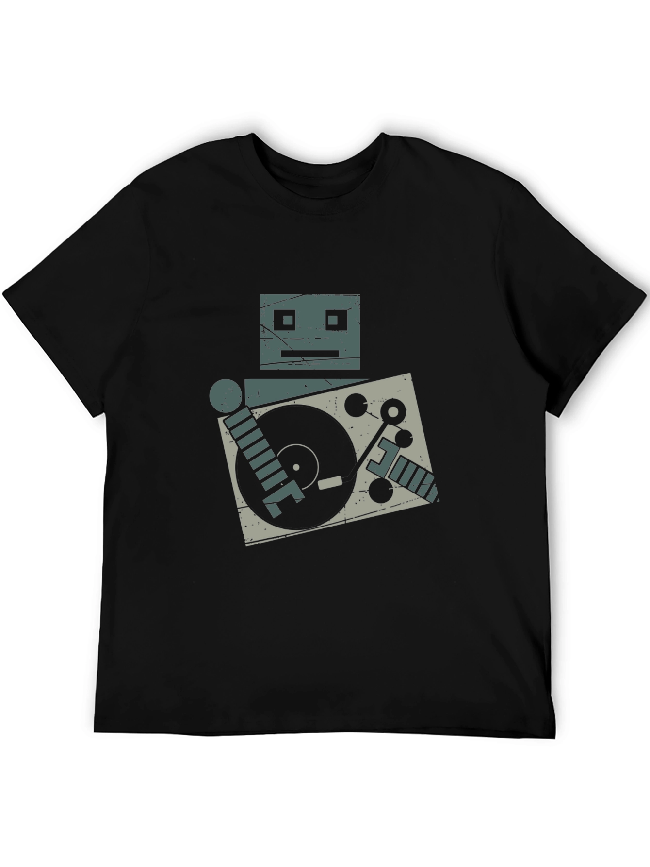 Black Robot DJ Graphic Tee - Turntable Cool view 5