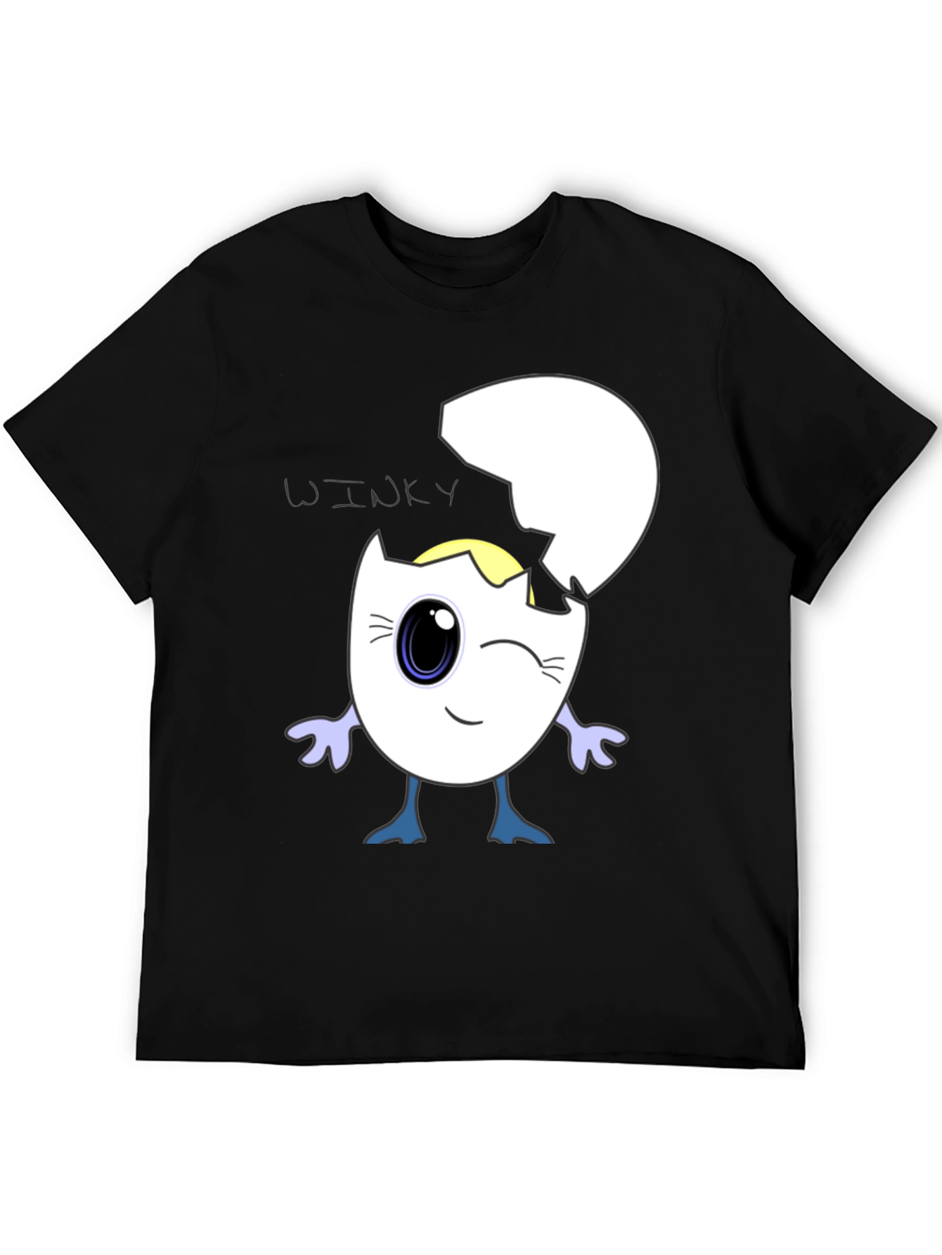 Black Winky Egg Graphic T-Shirt - Unique Cartoon Design view 5