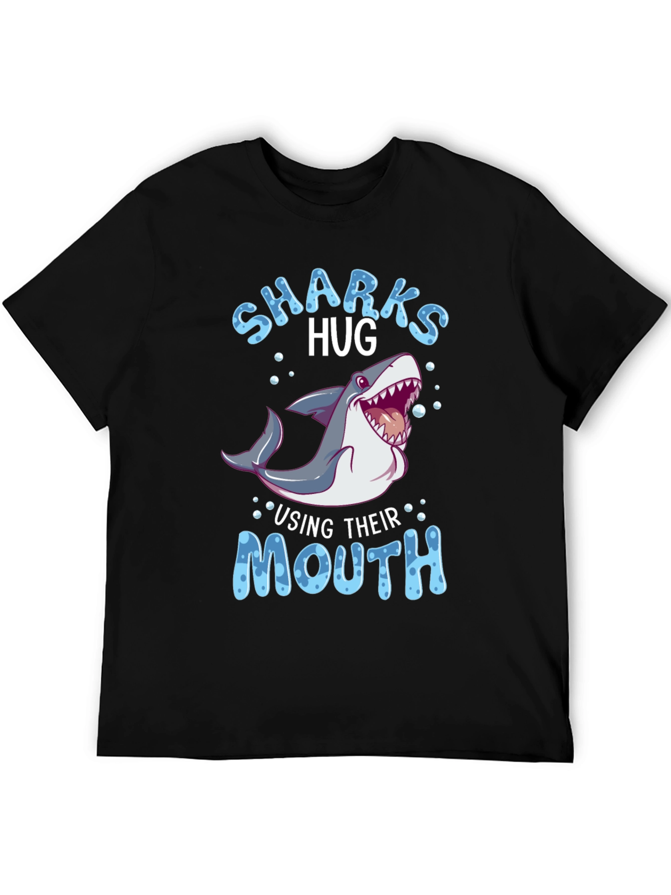 Black Sharks Hug Using Their Mouth T-Shirt - Funny Animal Tee view 5