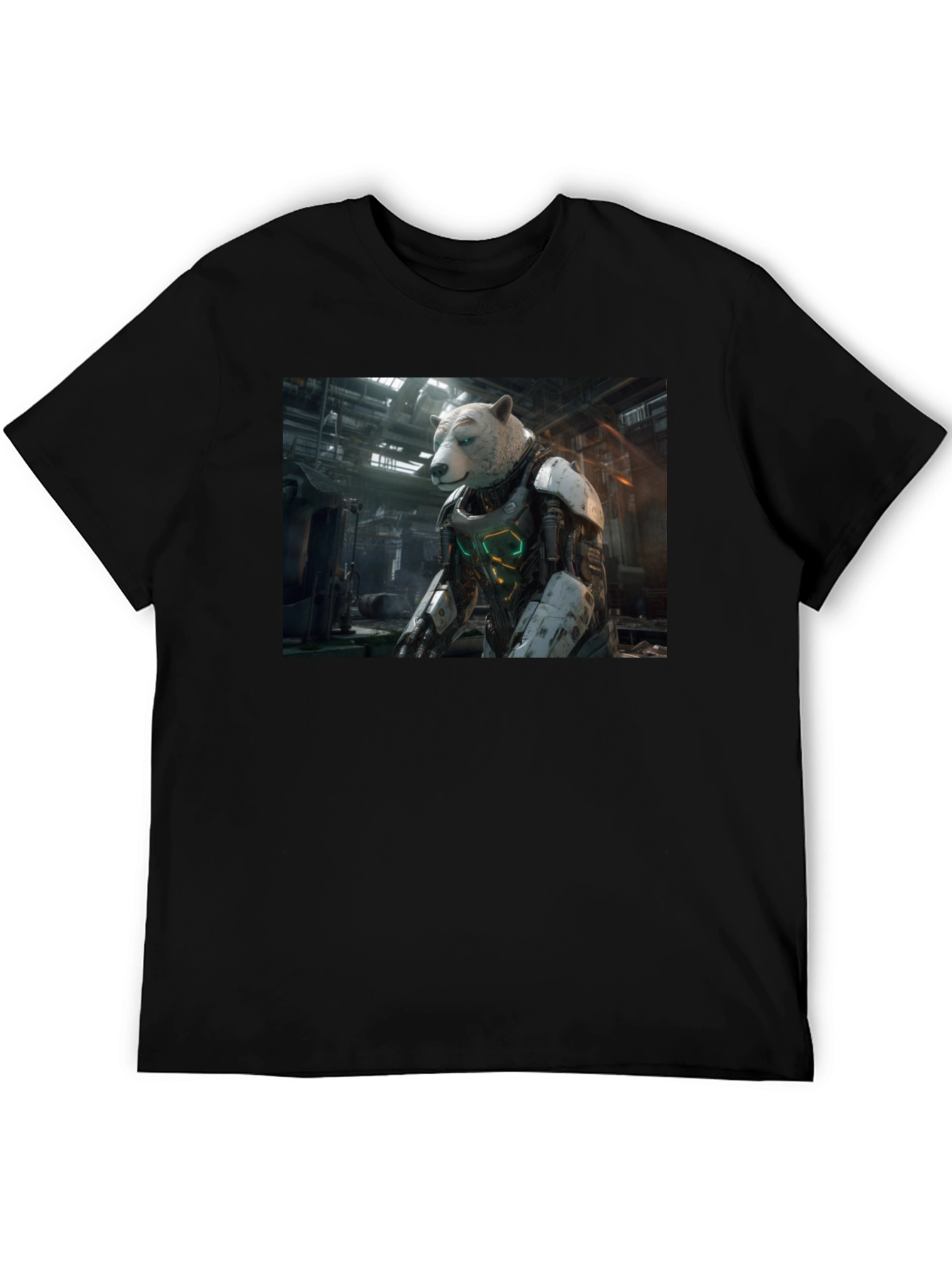 Black Sci-Fi Bear Robot T-Shirt view 5