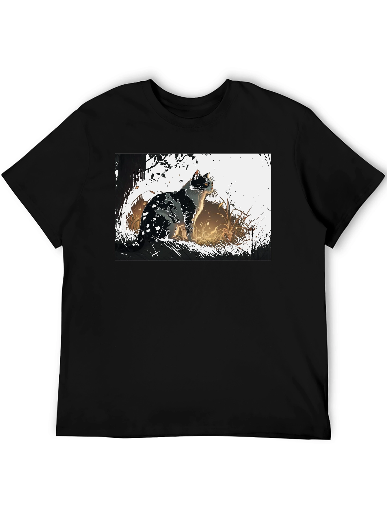 Black Cat Graphic Tee - Black Cotton T-Shirt view 5