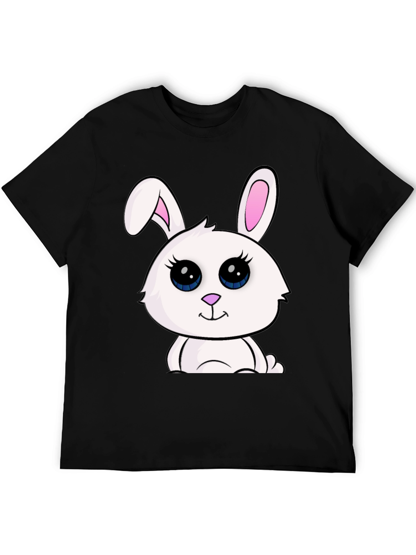 Black Cute Bunny Graphic Tee - Black Cotton Blend view 5