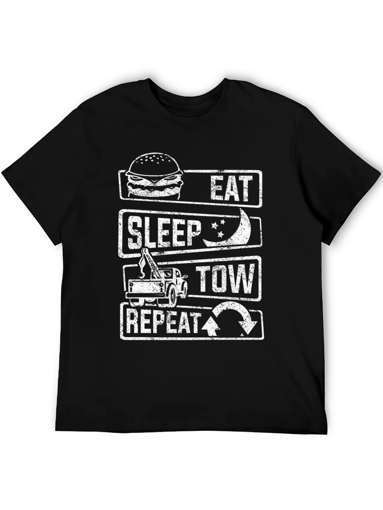 Black Eat Sleep Tow Repeat Funny Tow Truck Driver T-Shirt view 5