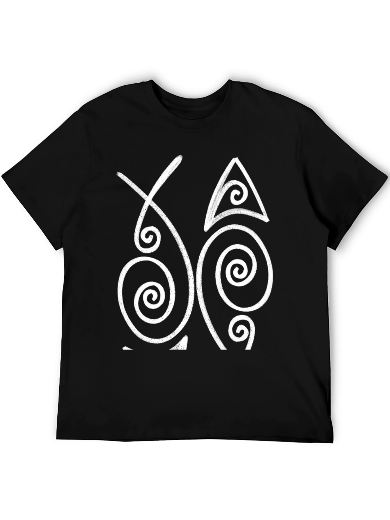 Black Abstract Spiral Graphic Black T-Shirt view 5