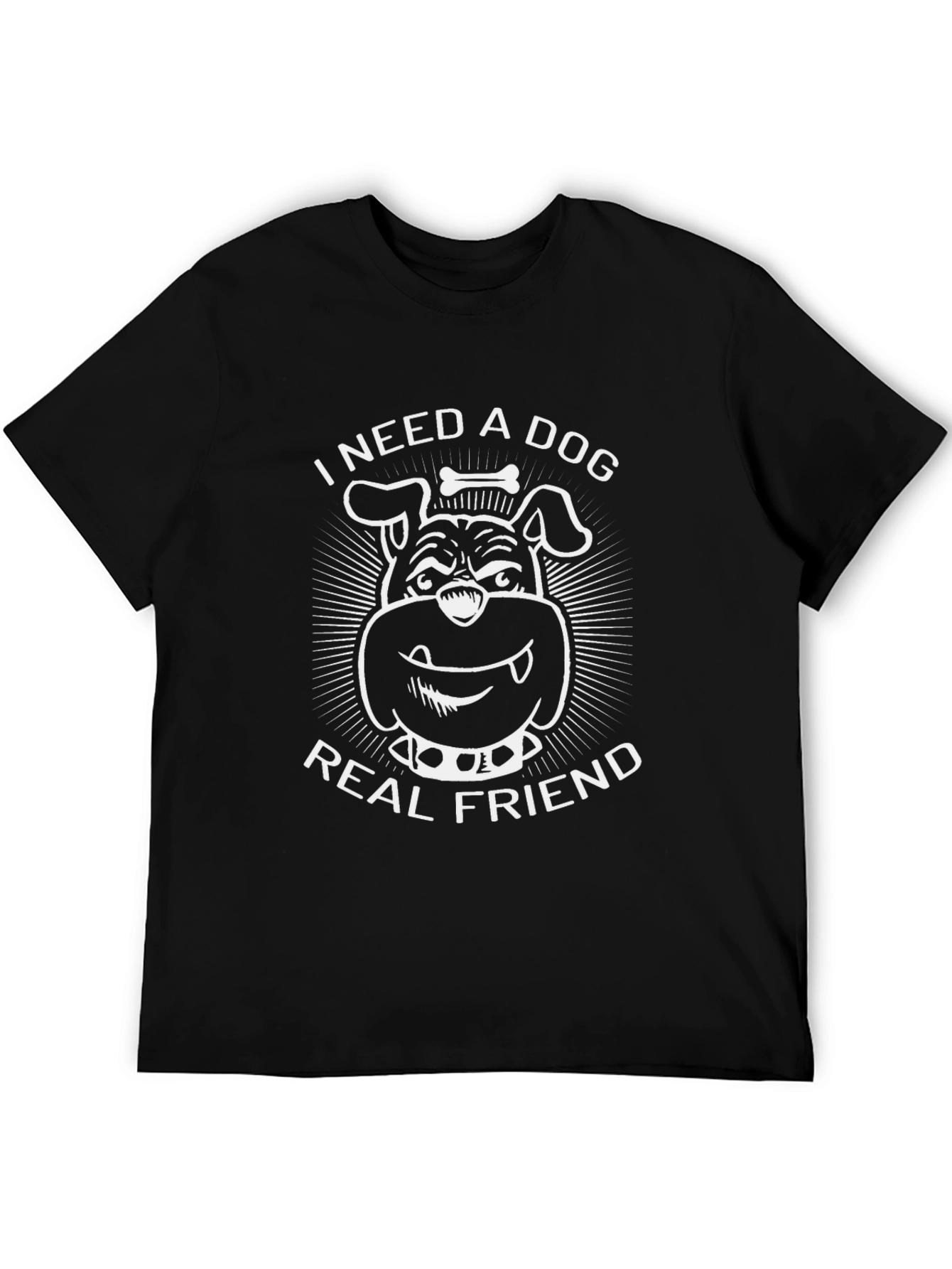 Black I Need a Dog Real Friend Graphic T-Shirt view 5