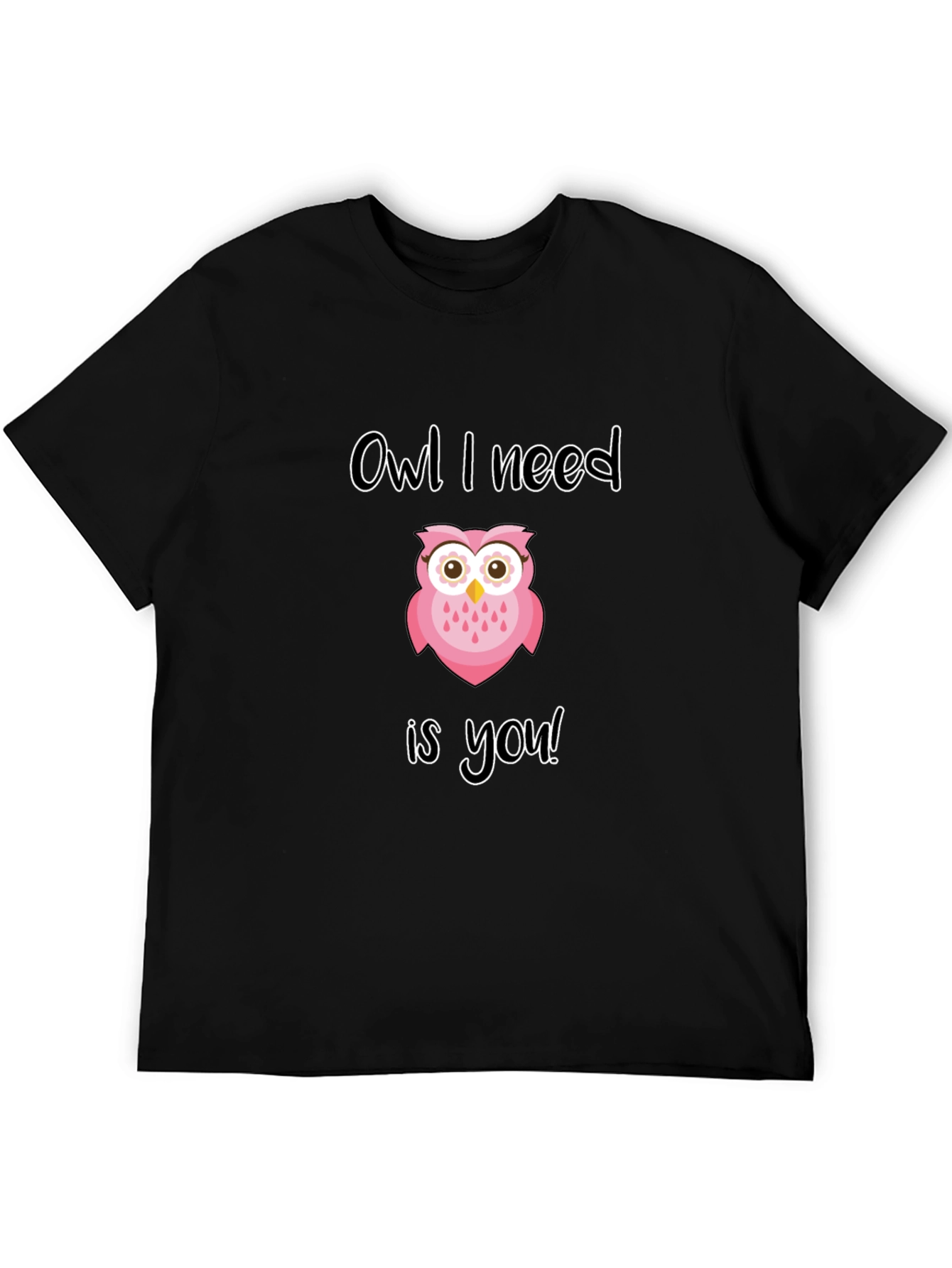 Black Owl I Need Is You Graphic Tee - Black view 5
