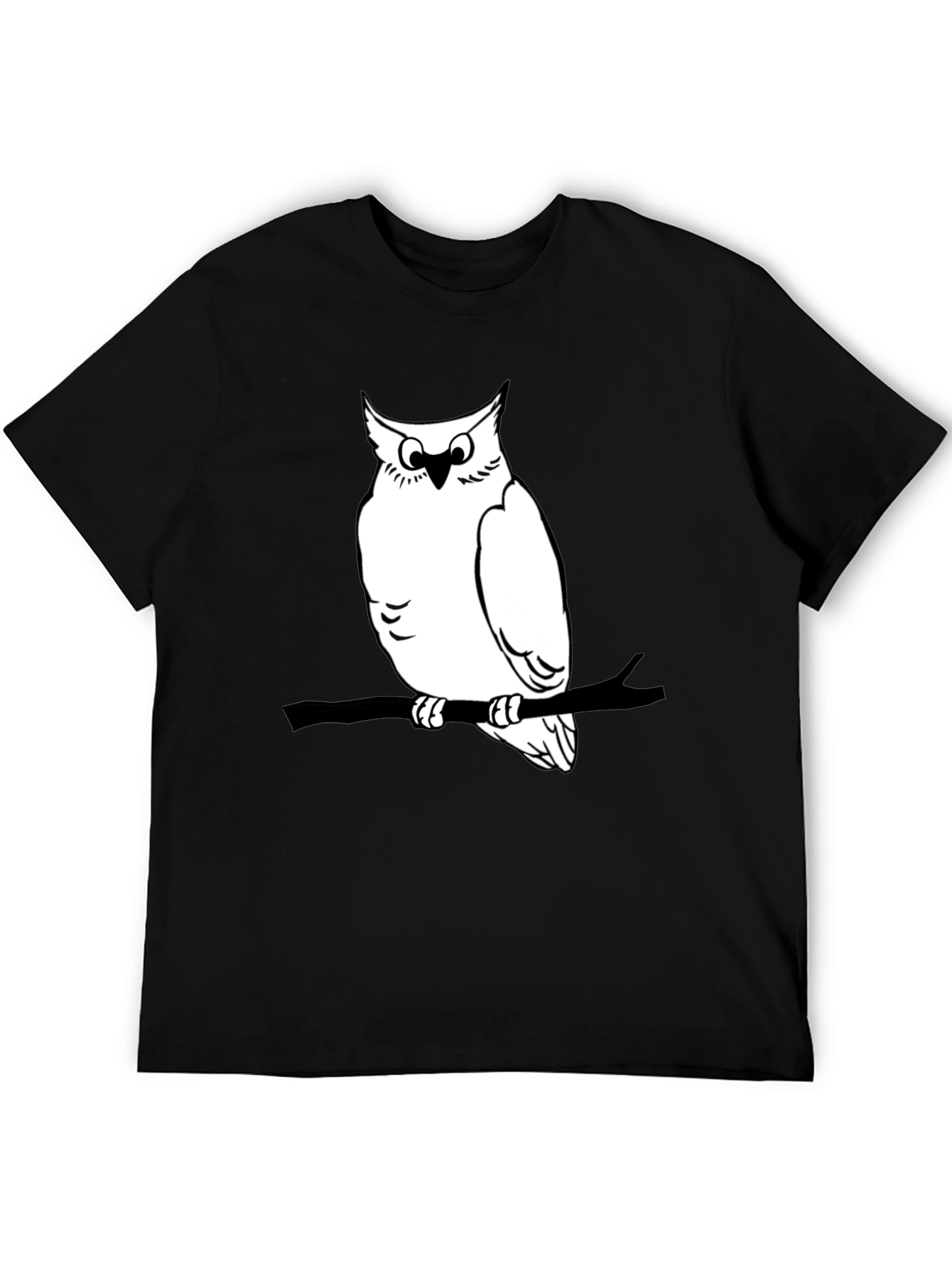 Black Owl Graphic Print Tee - Mens Black T-Shirt view 5