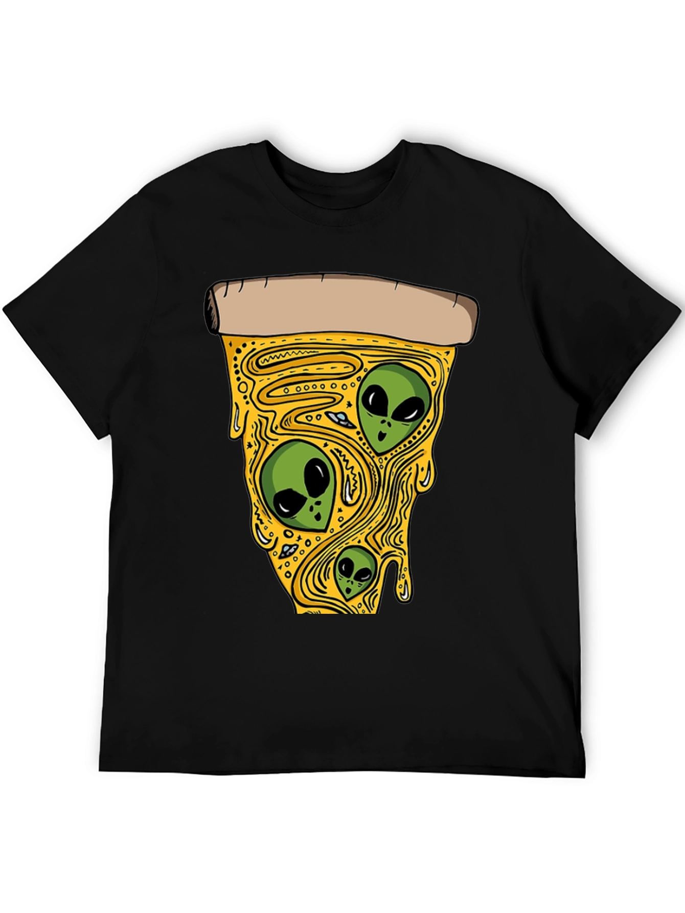 Black Alien Pizza Graphic T-Shirt view 5