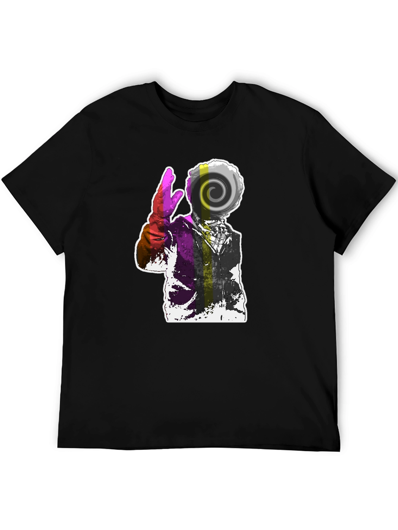Black Abstract Swirl Graphic Tee - Men's Black T-Shirt view 5