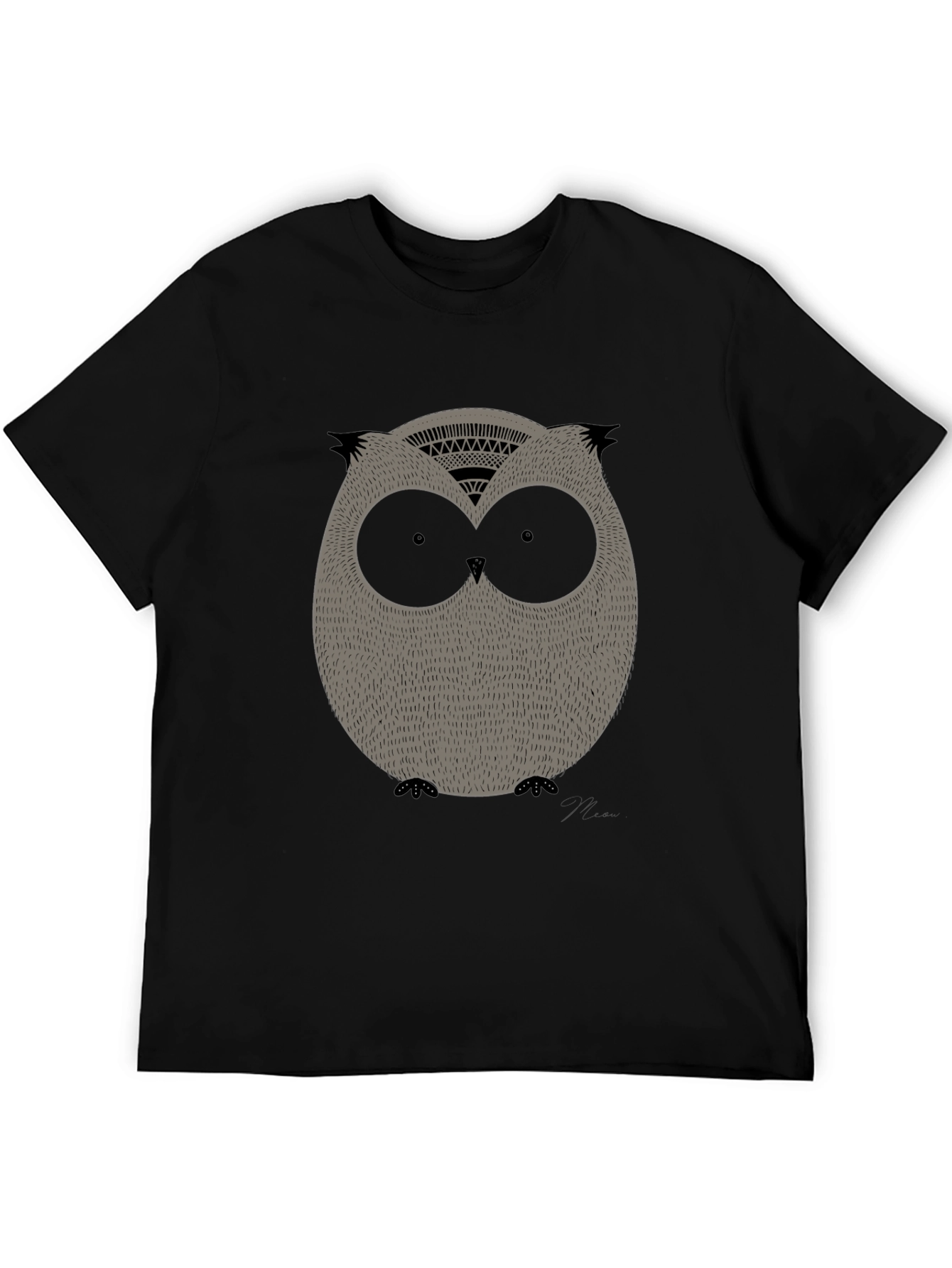 Cool Owl Graphic Print Black Tee - 5