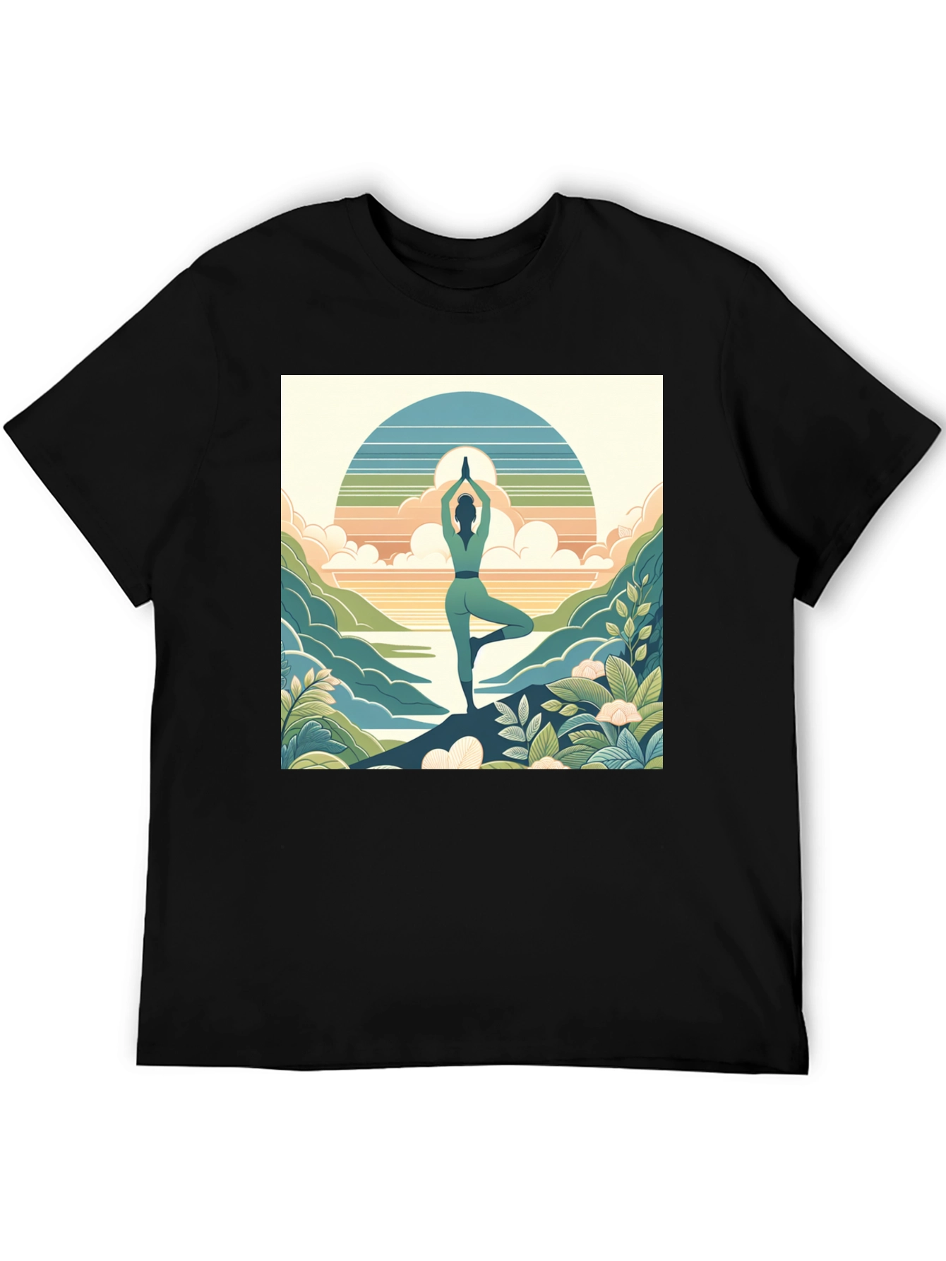 Black Yoga Serenity Tee - Nature Balance Design view 5