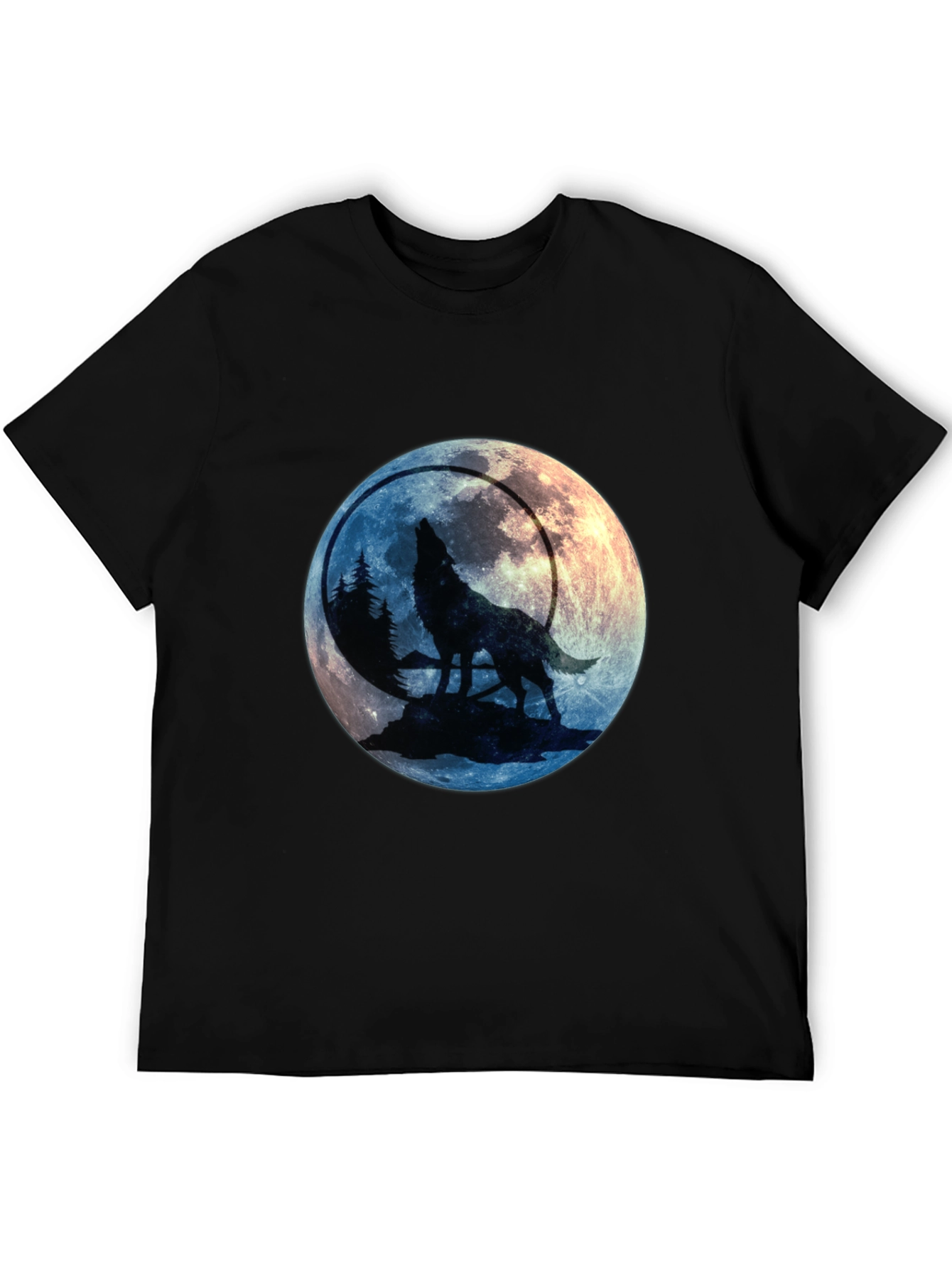 Black Wolf Howling at Moon Graphic Tee view 5