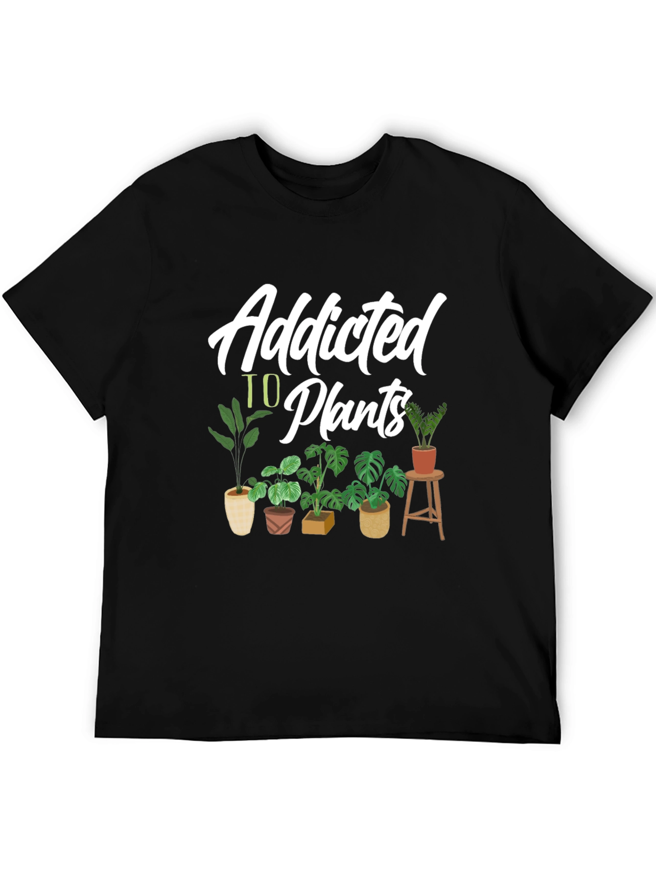 Black Addicted to Plants Graphic Tee - Black Cotton T-Shirt view 5