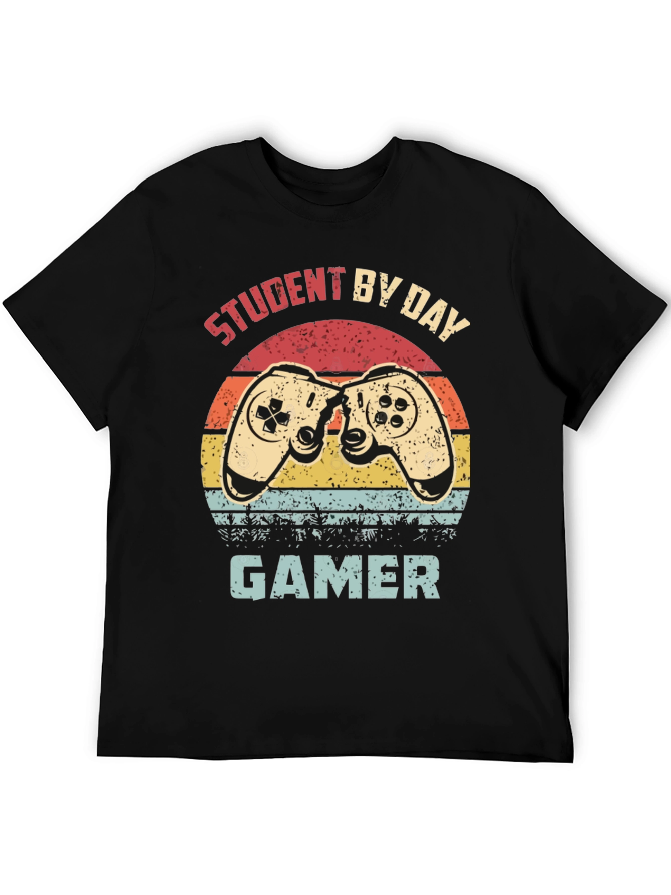 Black Student by Day Gamer T-Shirt - Retro Design view 5