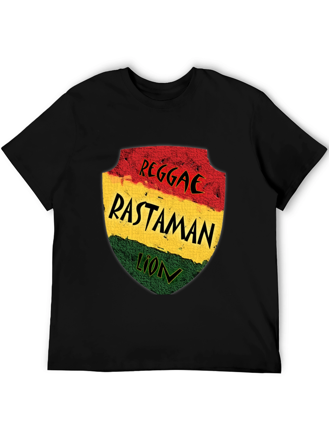 Black Reggae Rastaman Lion Graphic T-Shirt - Black view 5