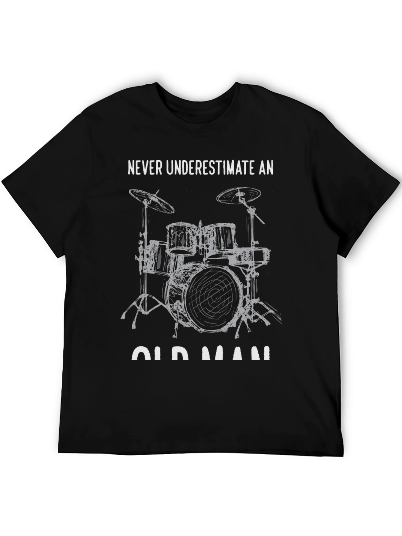 Black Never Underestimate Old Man Drummer T-Shirt view 5