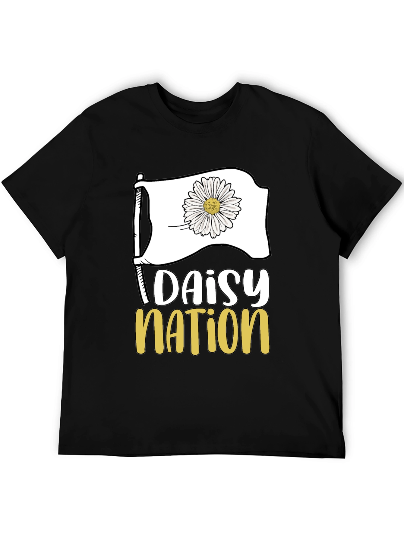 Black Daisy Nation Graphic Tee - Black Cotton T-Shirt view 5