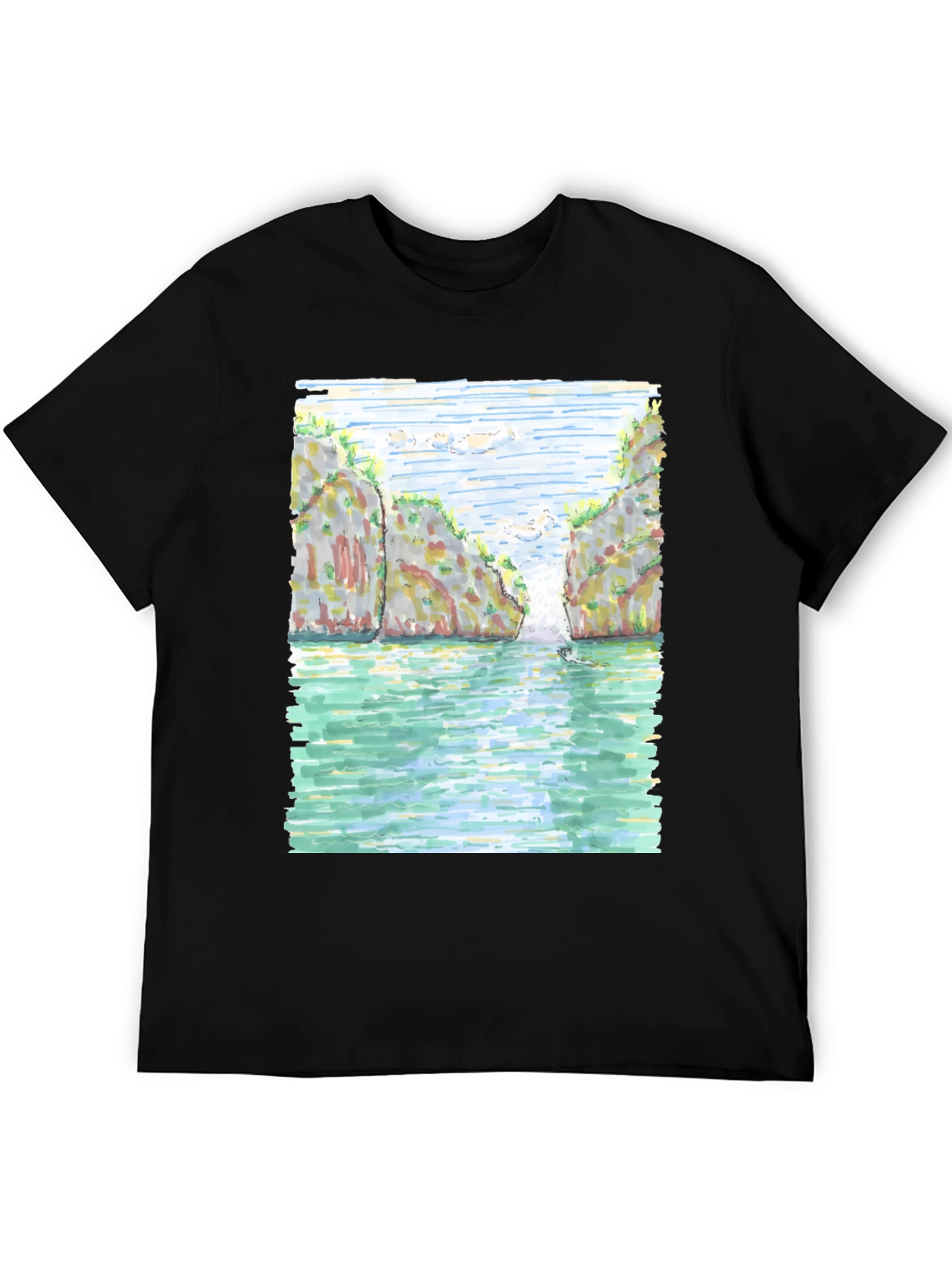 Watercolor Scene T-Shirt - Island Getaway Tee - 5