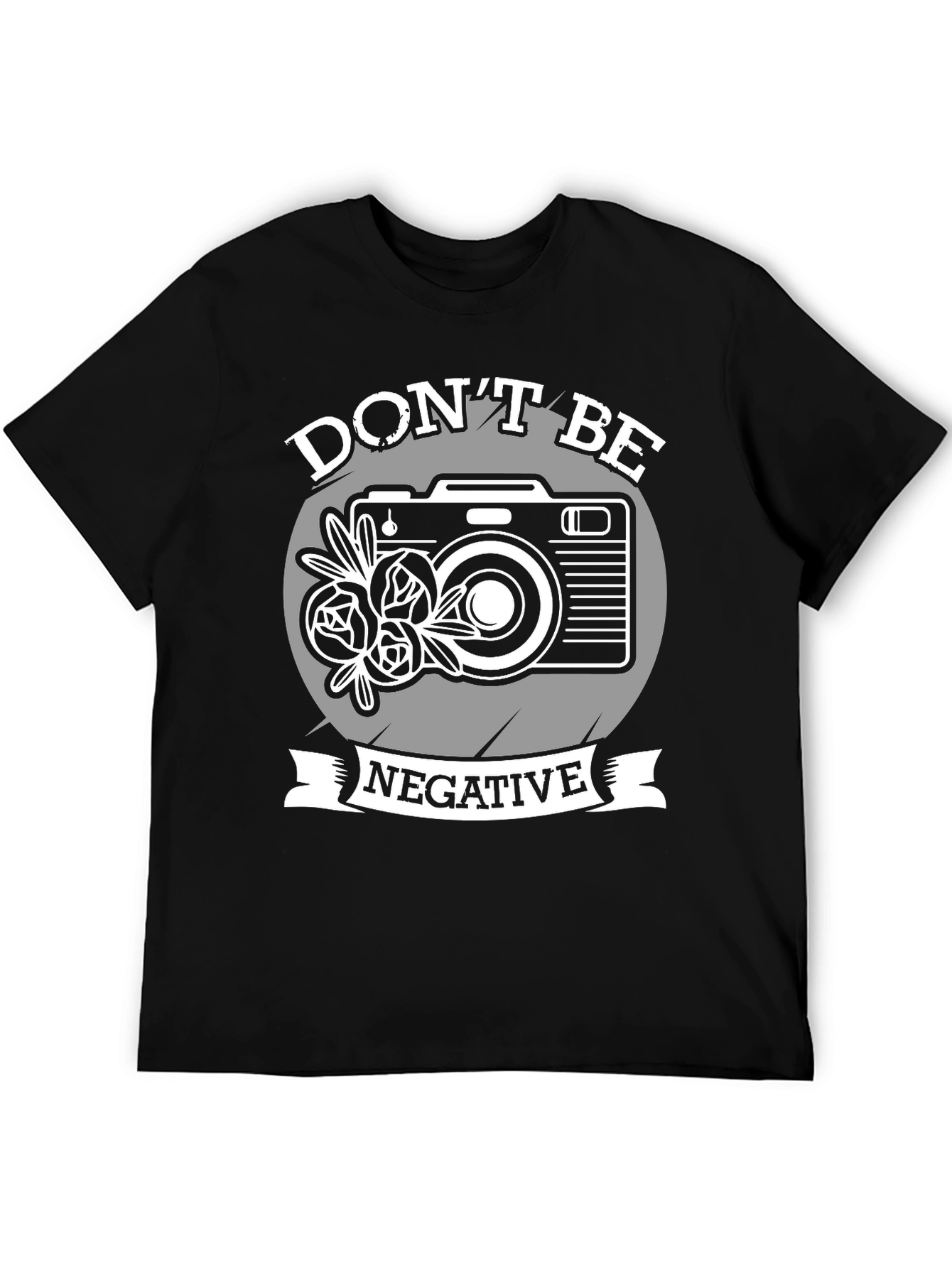 Black Don't Be Negative Camera Graphic T-Shirt view 5
