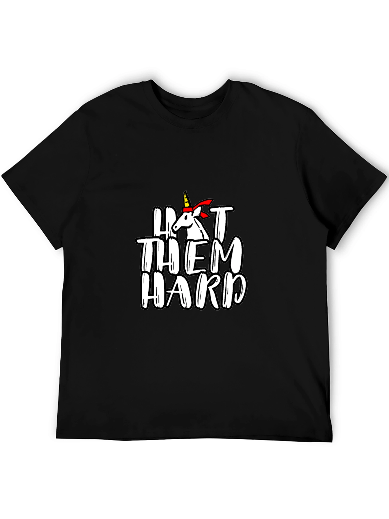 Black Hit Them Hard Unicorn Graphic Tee - Men's Black T-Shirt view 5