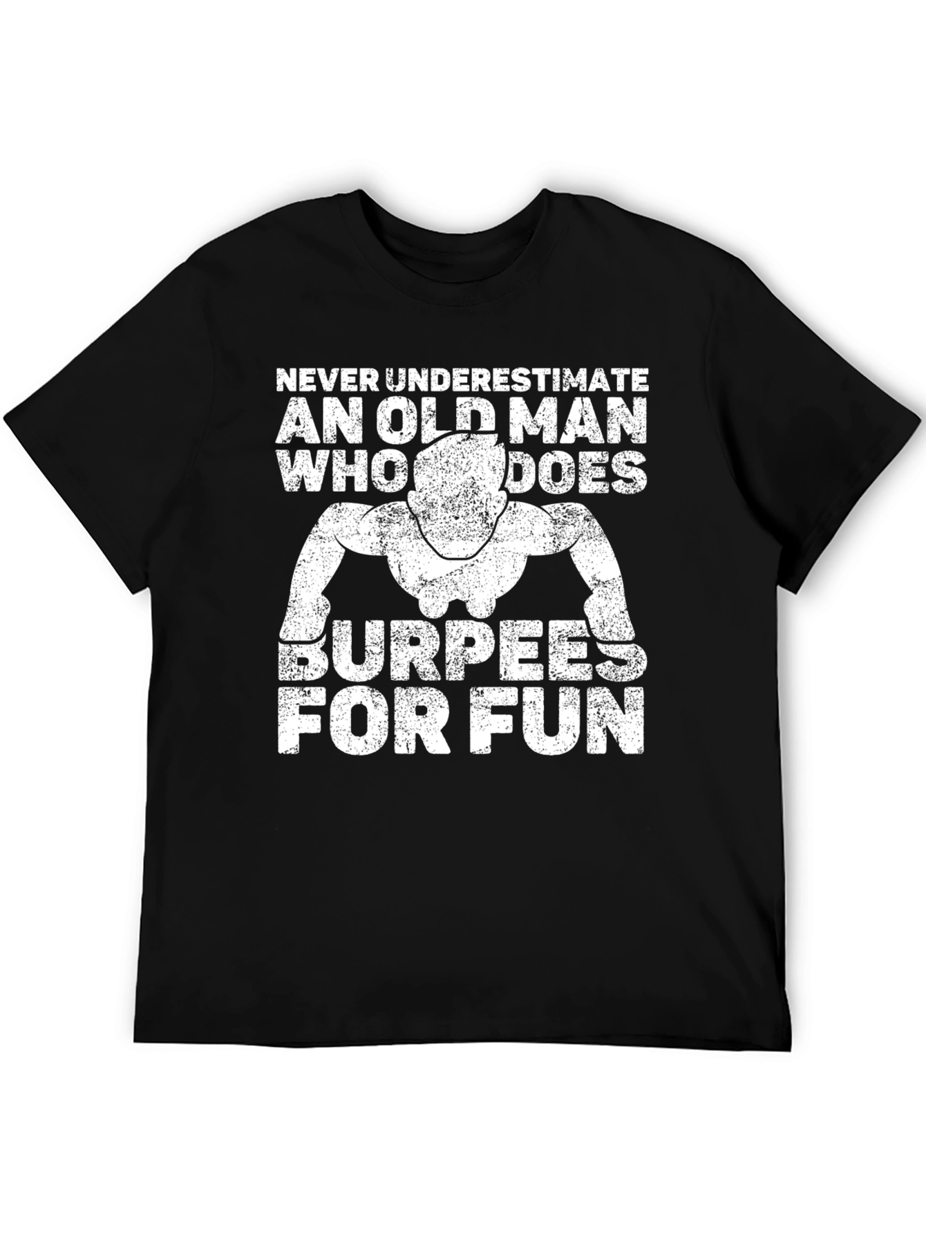 Black Old Man Burpees Funny Workout T-Shirt view 5