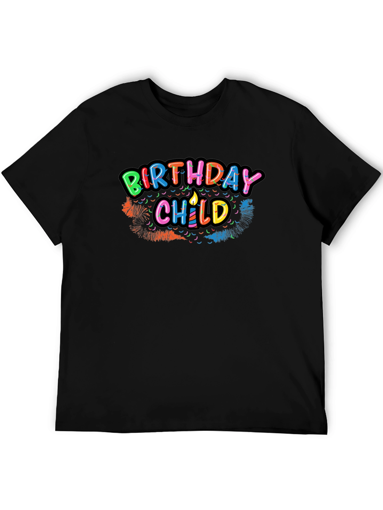 Black Birthday Child Graphic Tee - Black Cotton Shirt view 5