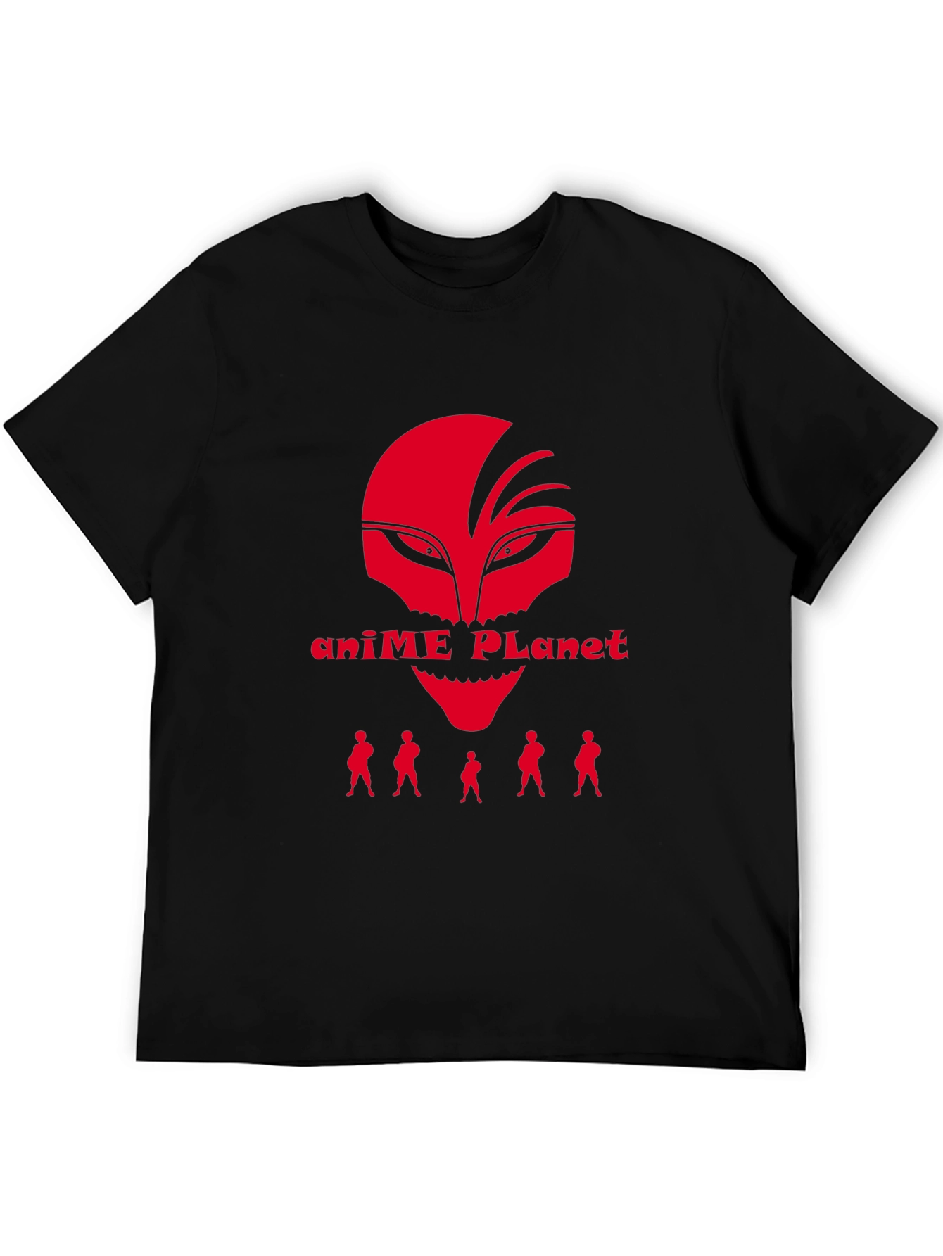 Black Anime Planet Graphic Tee - Red and Black Cotton Blend view 5