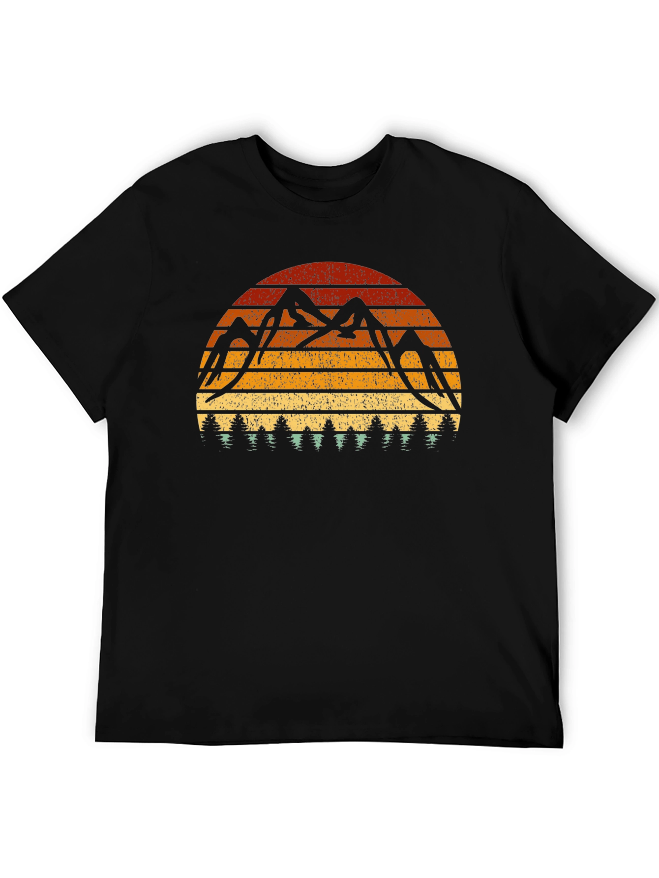 Black Retro Mountain Sunset T-Shirt view 5