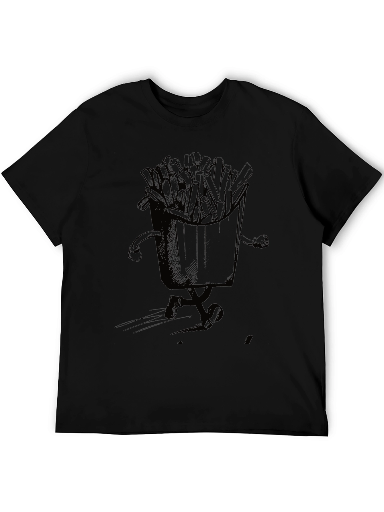 Black Running Fries Graphic T-Shirt - Black view 5