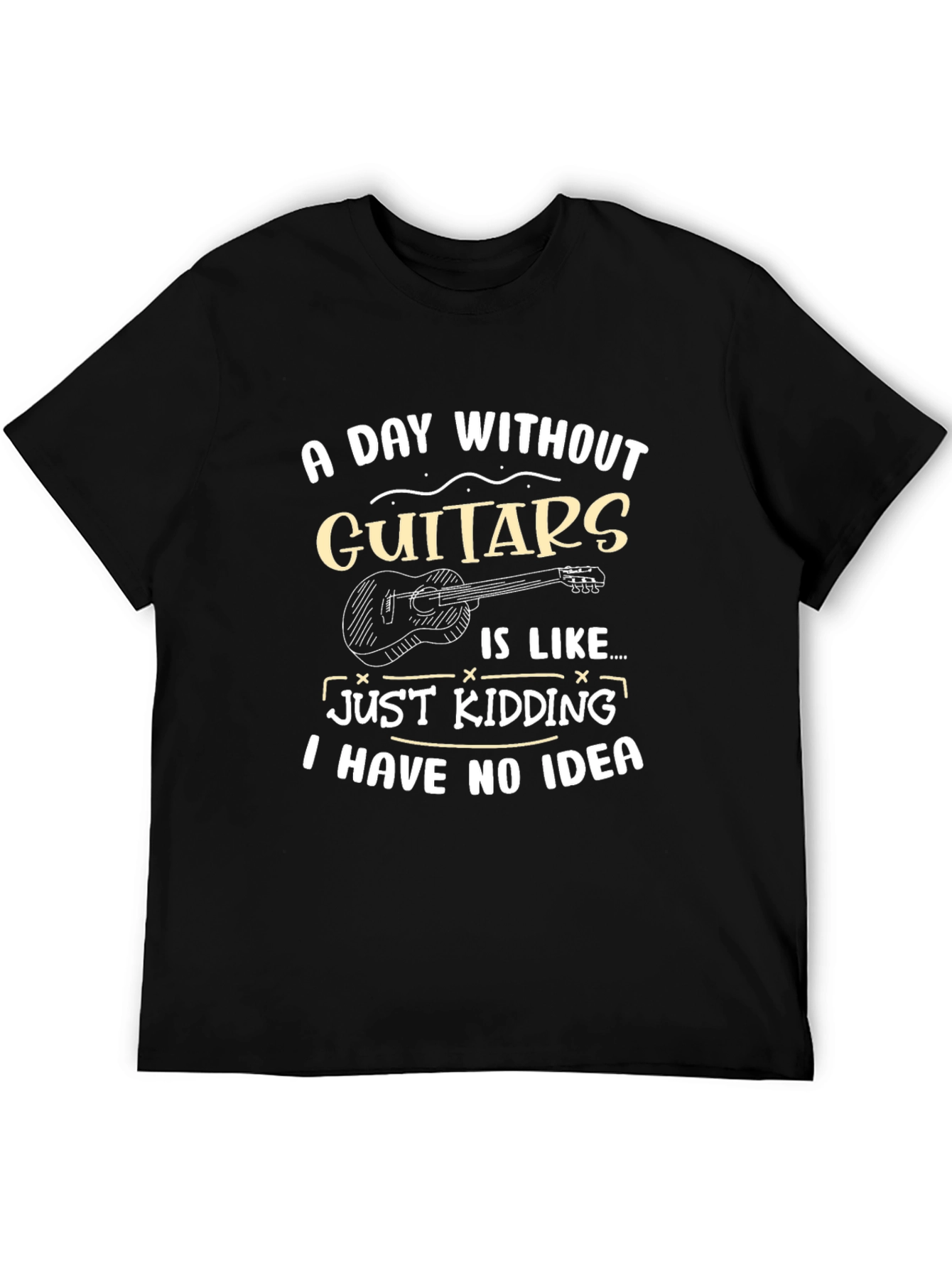 Black Funny Guitar T-Shirt - A Day Without Guitars view 5