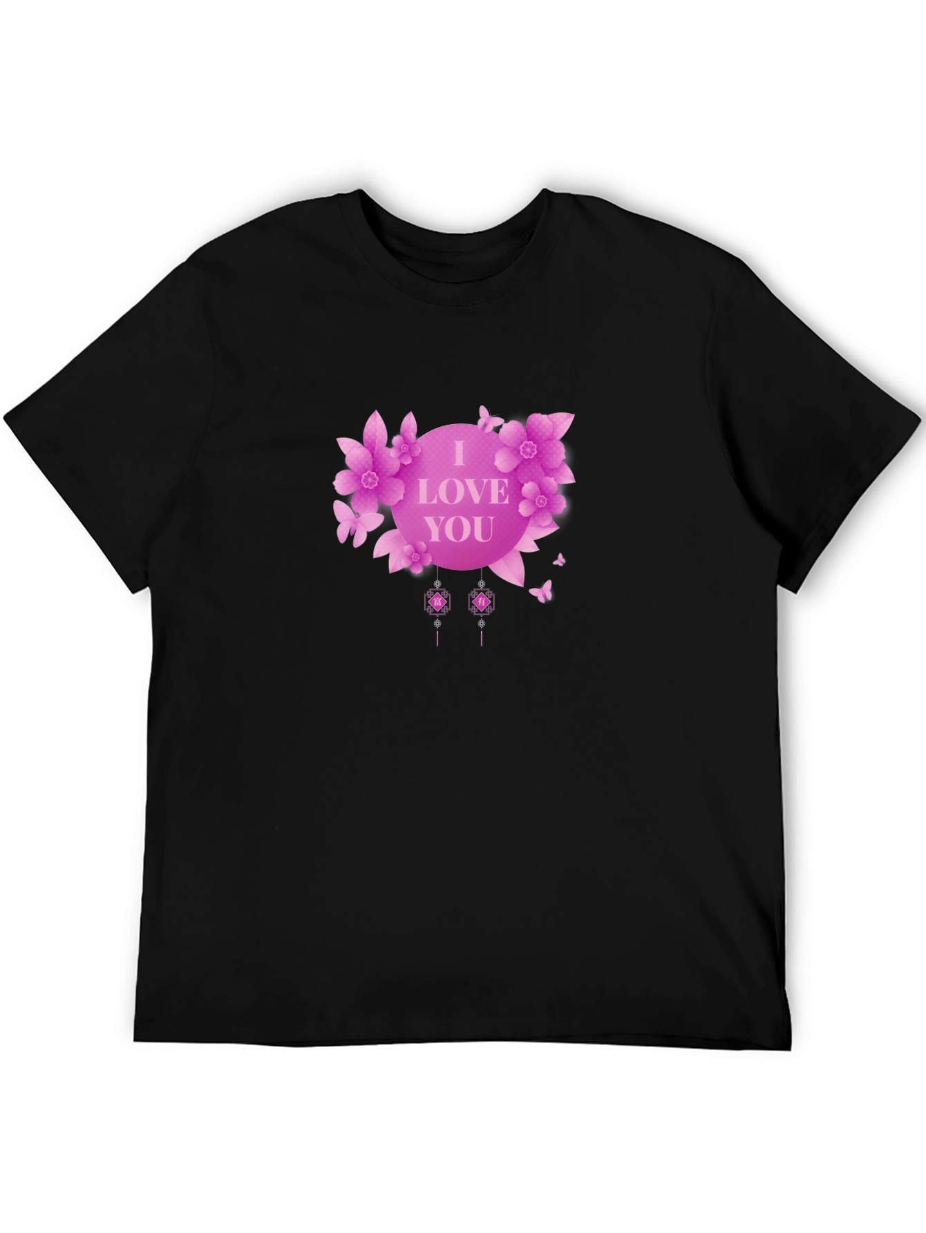 Black I Love You Floral Graphic T-Shirt - Black view 5